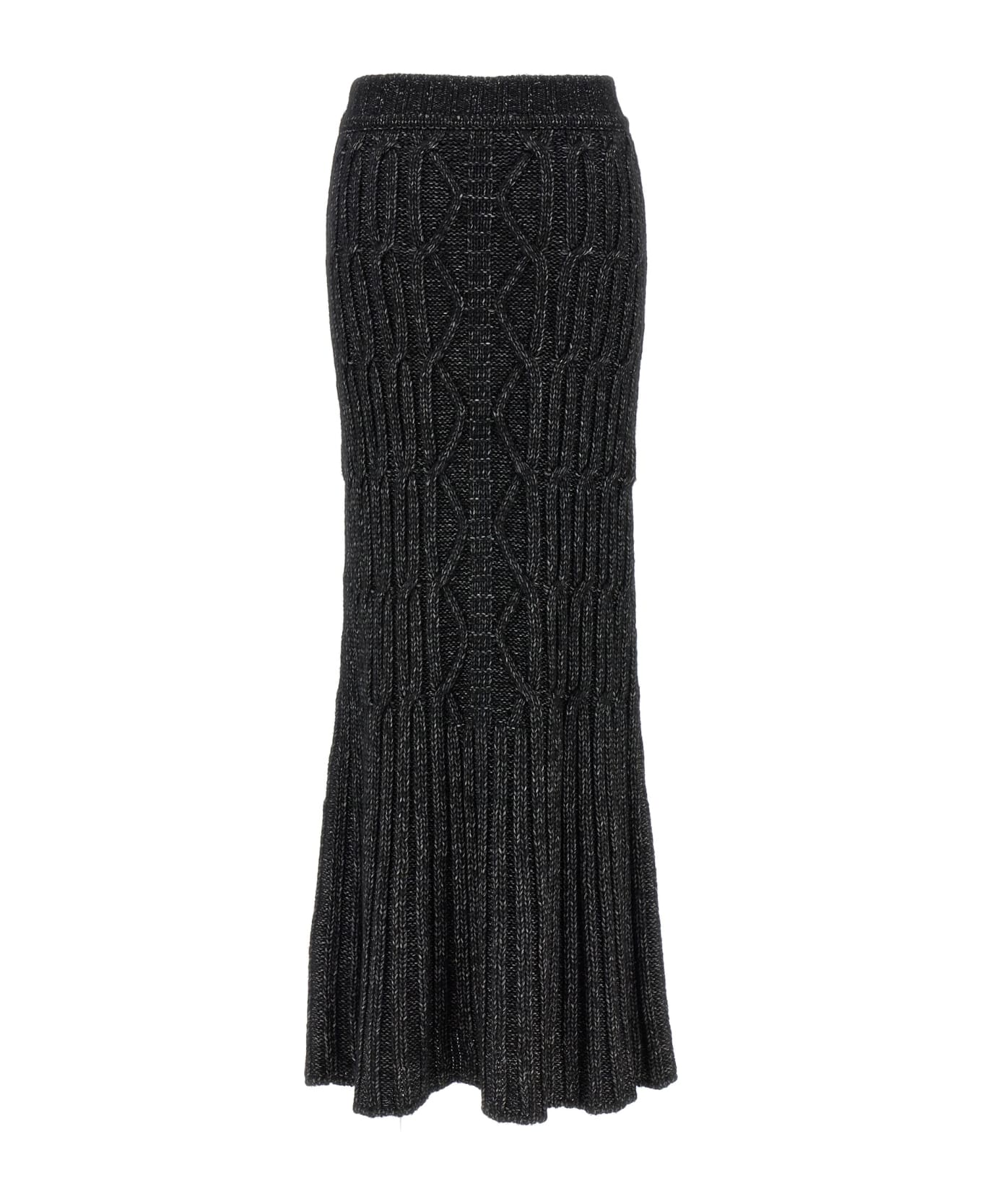 Alberta Ferretti Long Knit Skirt - NERO