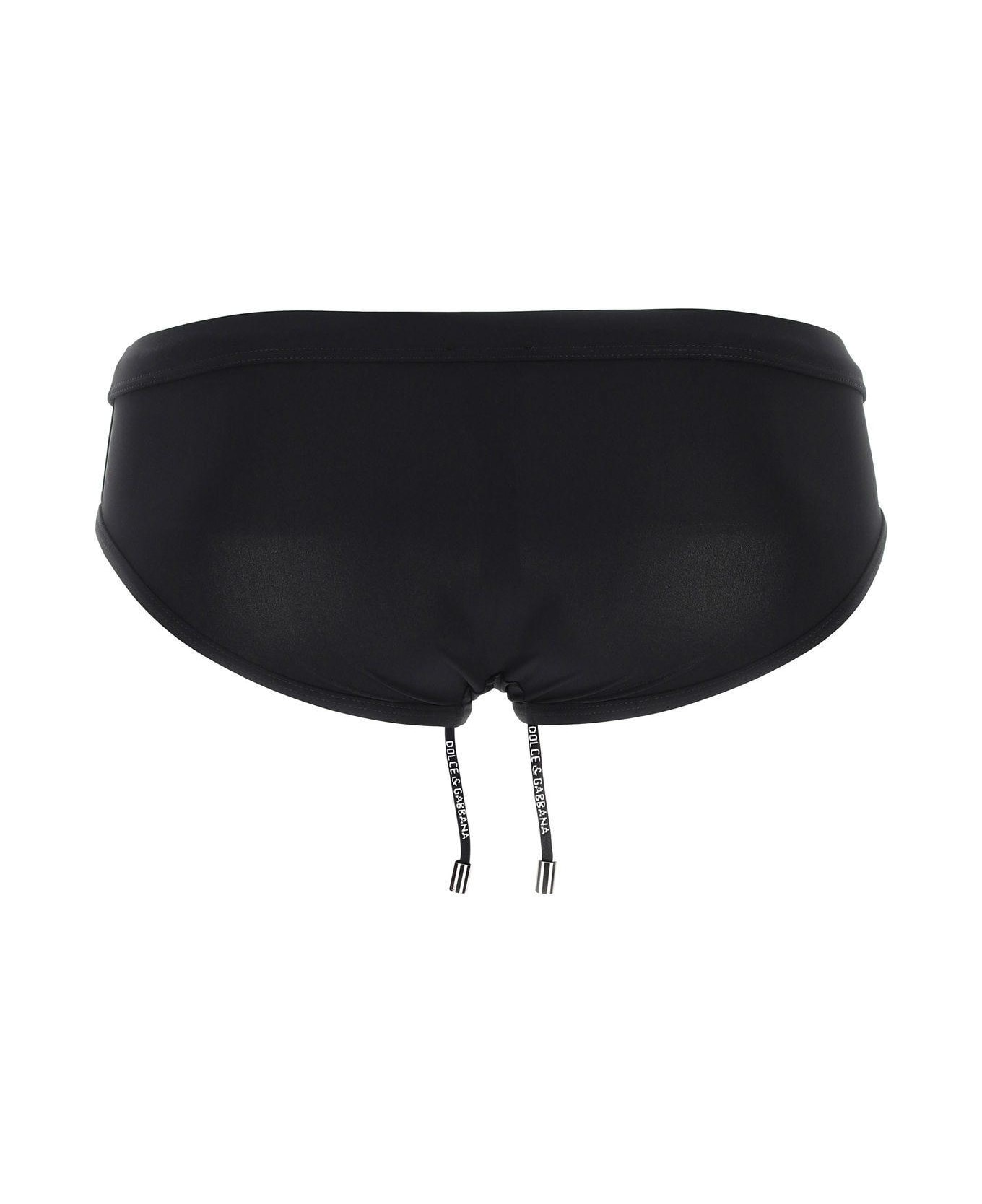 Dolce & Gabbana Black Stretch Nylon Swimming Brief - Black