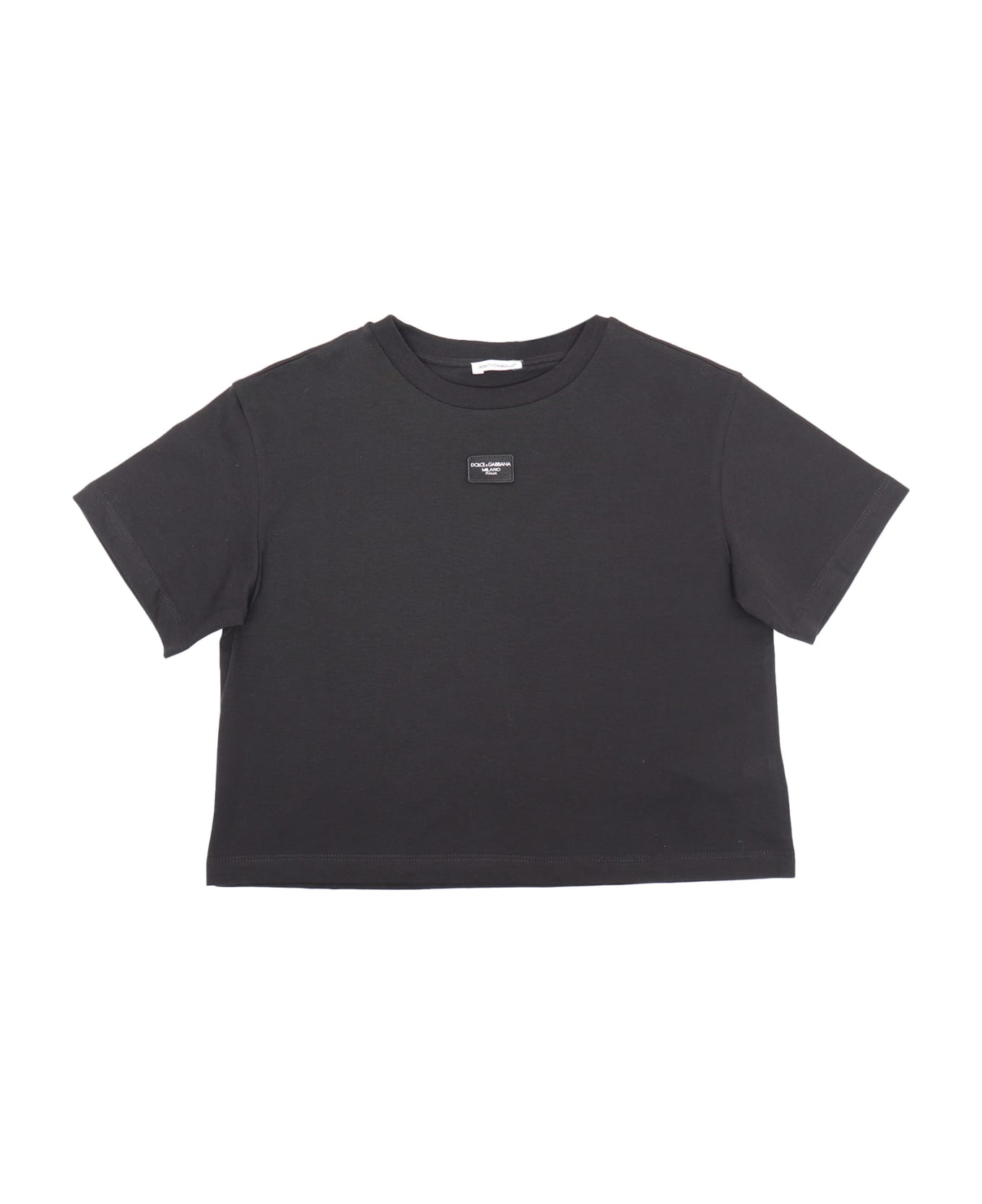 Dolce & Gabbana D&g Black Cropped T-shirt - BLACK
