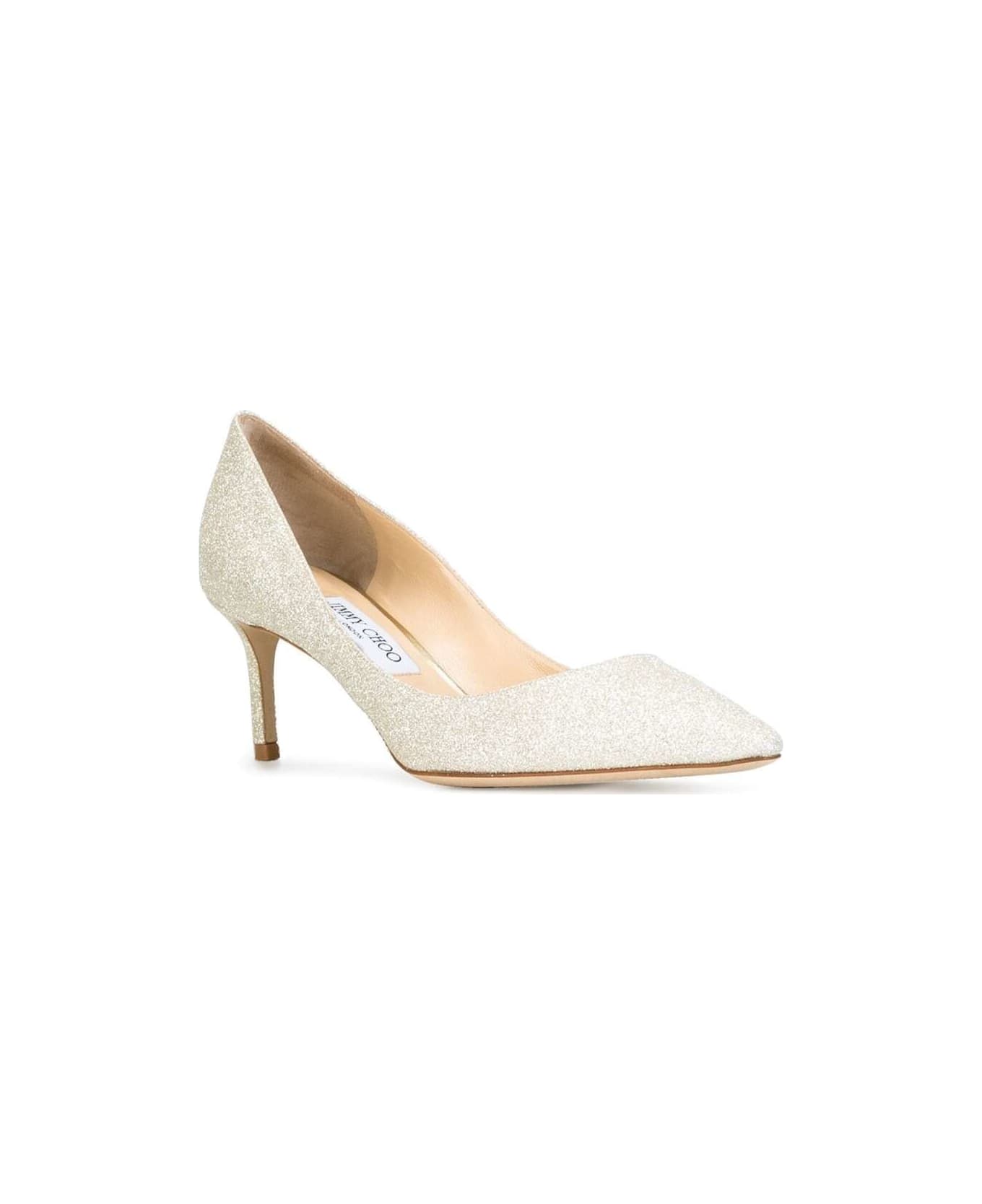 Jimmy Choo 
romy
 White Pumps With All-obver Glitter Embellishment In Textile Woman - Silver