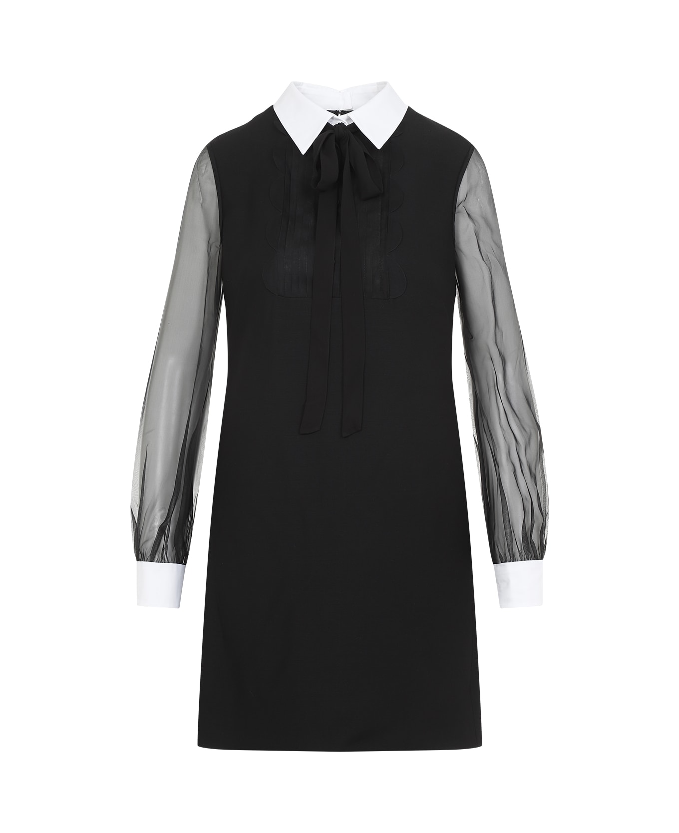 Valentino Virgin Wool Mini Dress - Ni Nero Bianco