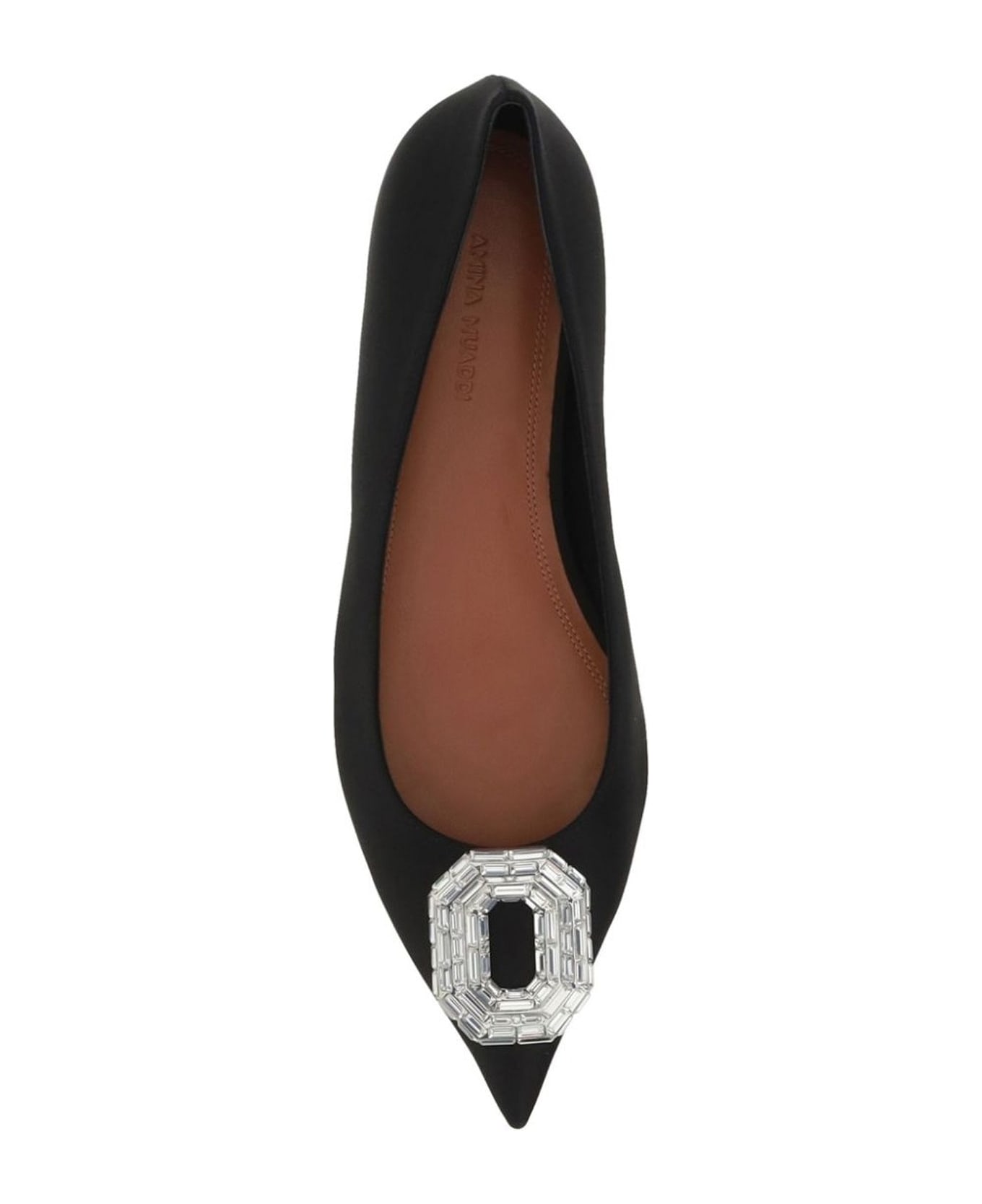 Amina Muaddi Camellia Ballerina Flats - Black