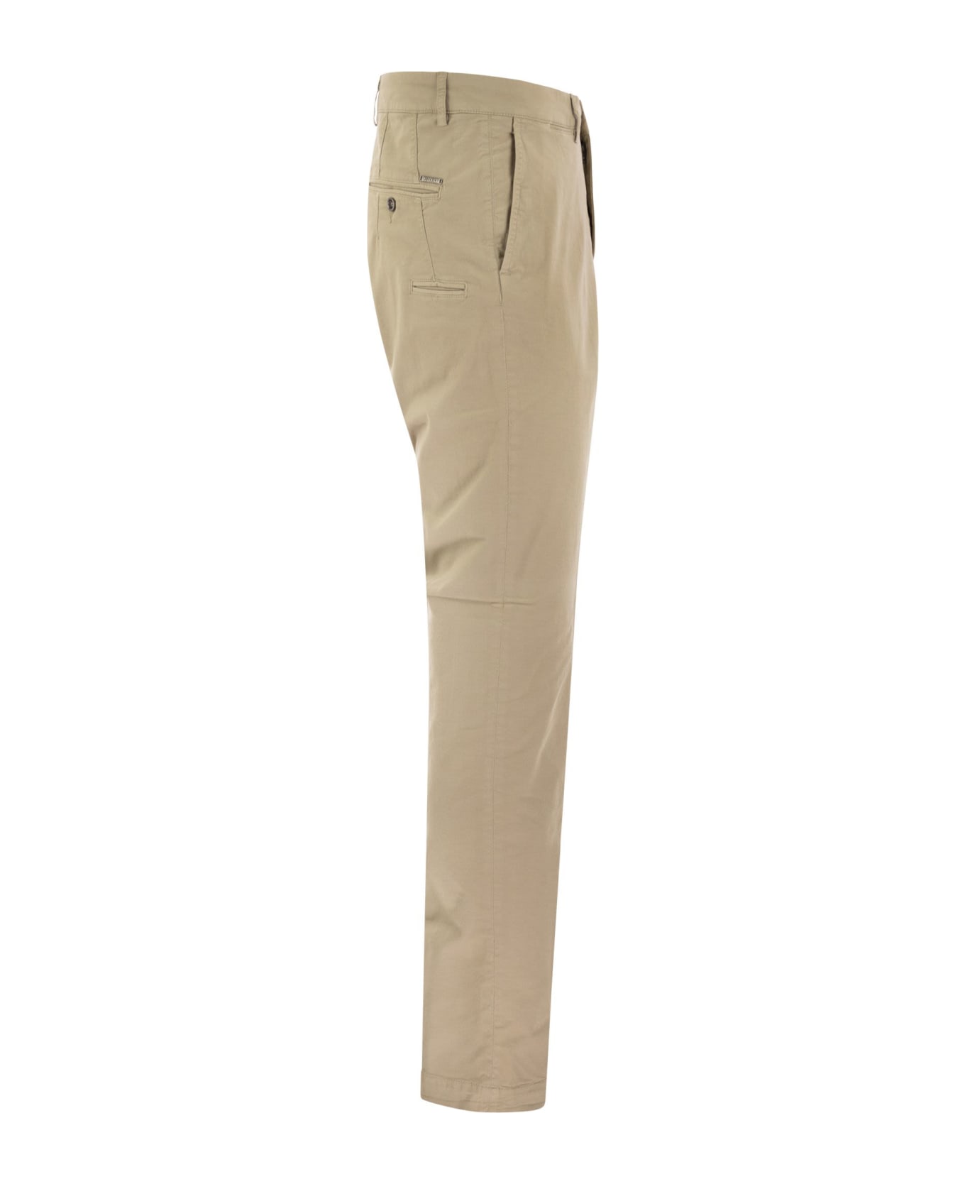 Peserico Stretch Cotton Gabardine Chino Trousers - Beige
