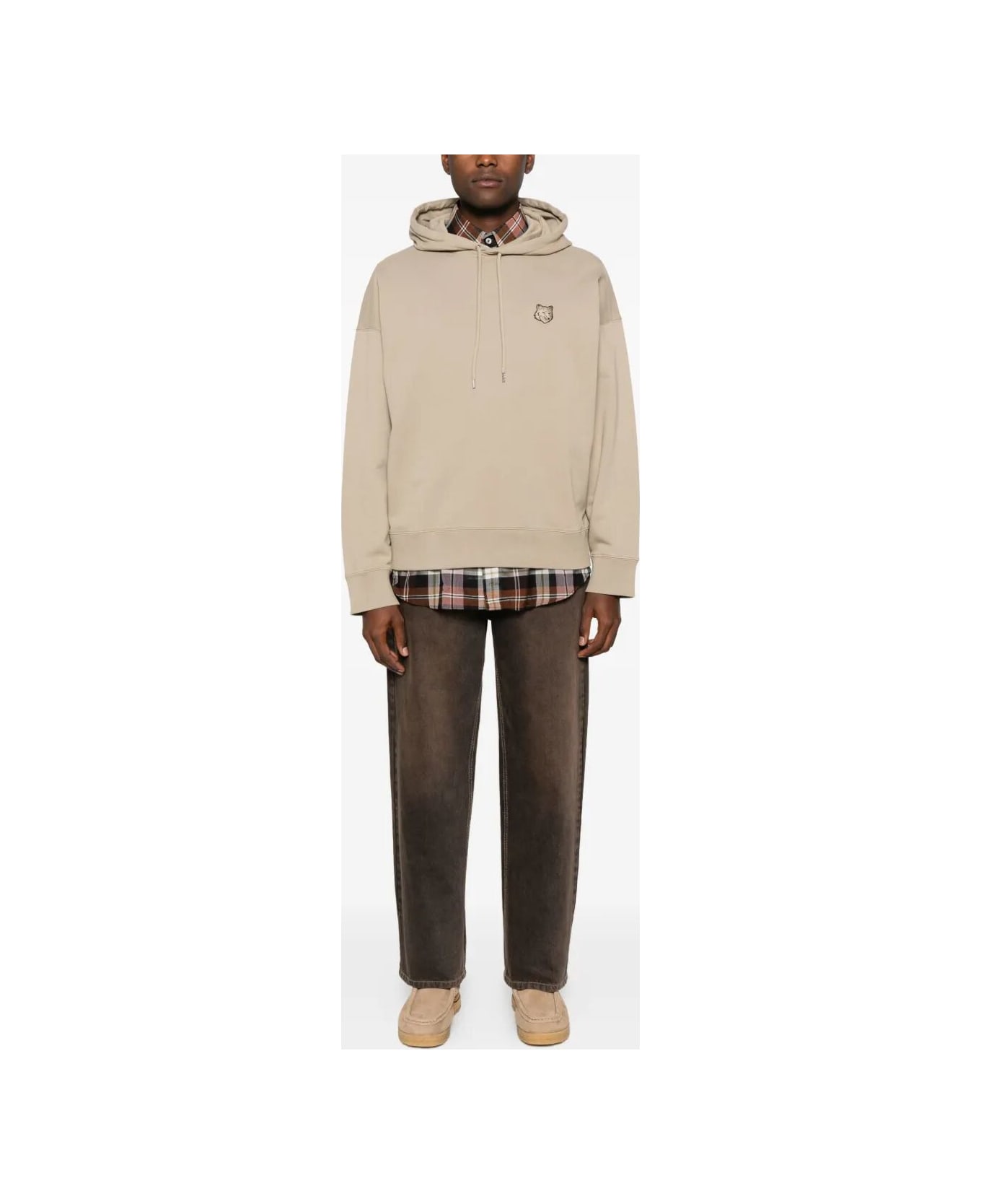 Maison Kitsuné Fox Head Oversize Hoodie - Concrete Beige