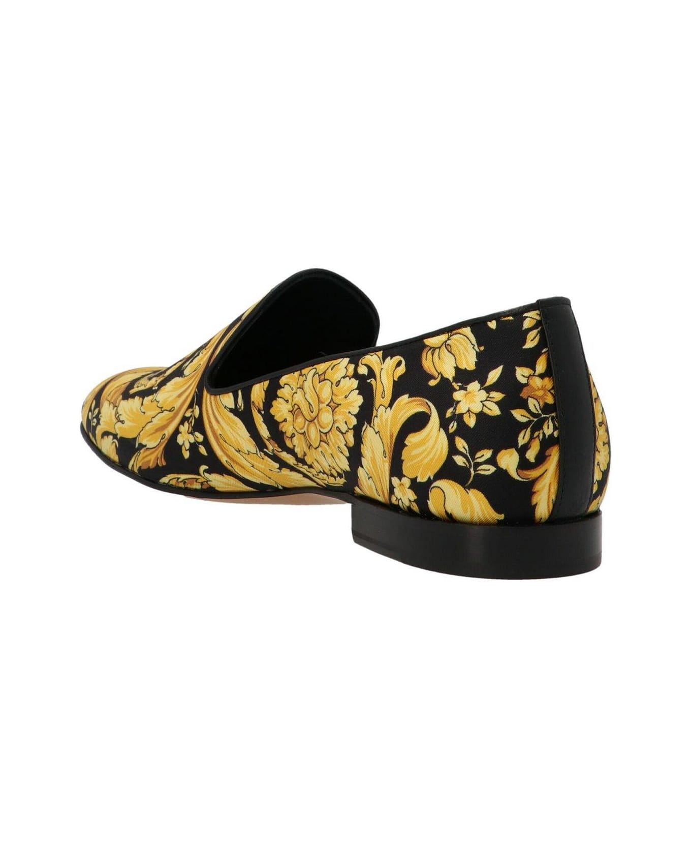 Versace Baroque Pattern Pointed Toe Loafers - YELLOW/BLACK