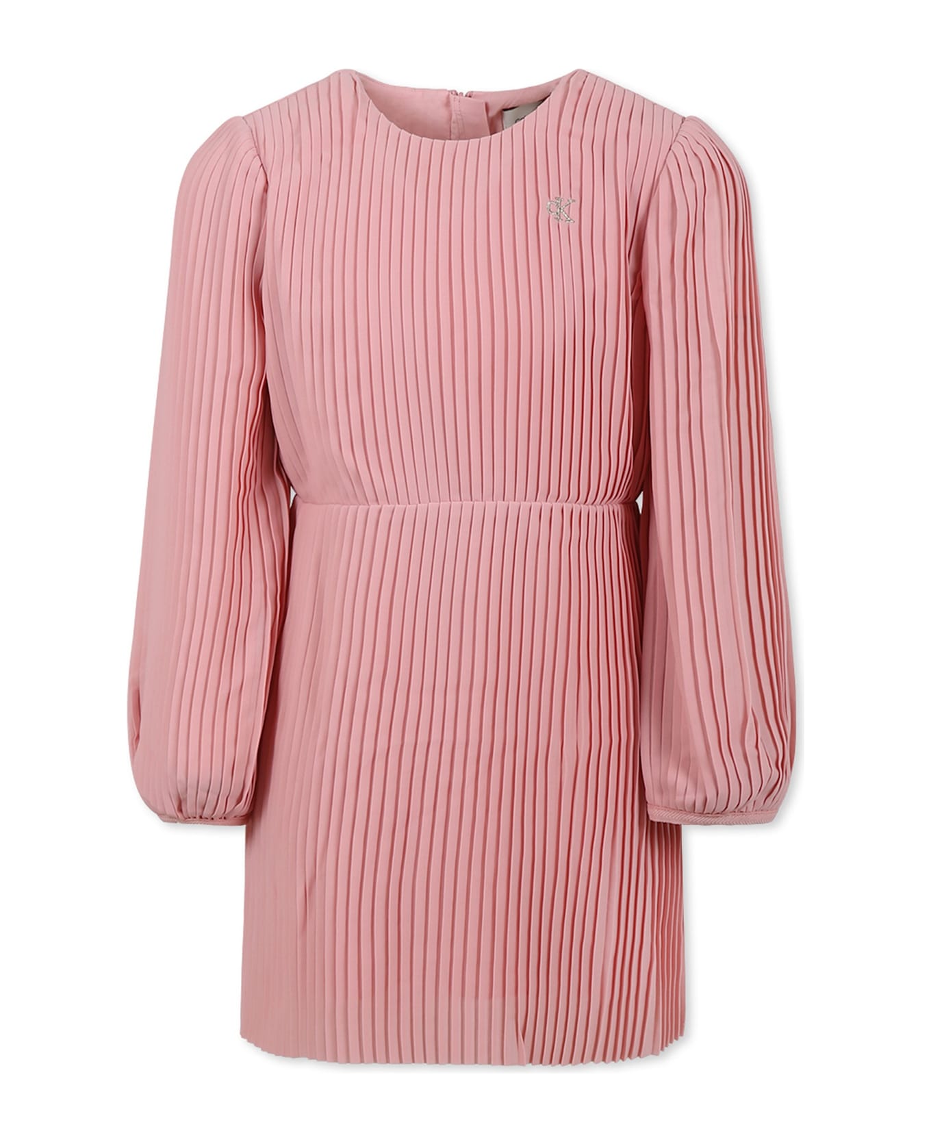 Calvin Klein Pink Dress For Girl With Logo - Pink