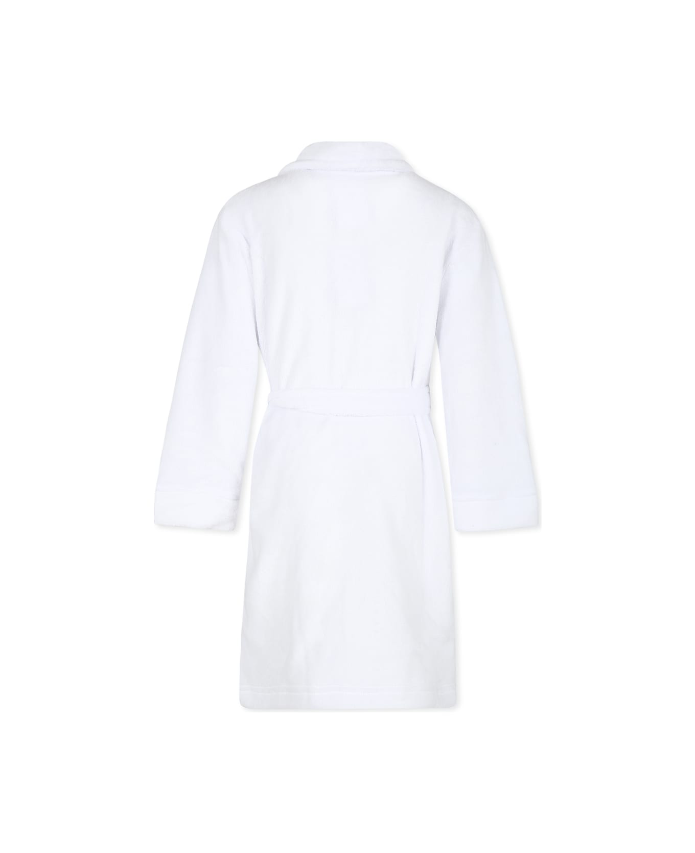 Ralph Lauren White Dressing Gown For Kids With Polo Bear - White