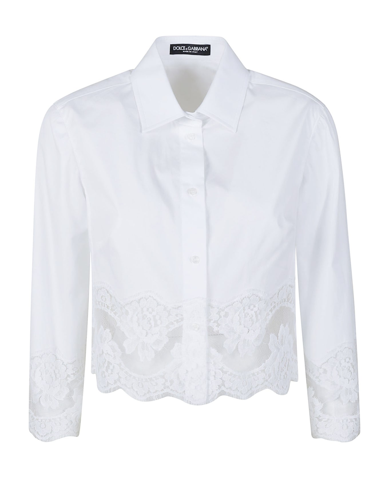 Dolce & Gabbana Lace Floral Cropped Shirt - White