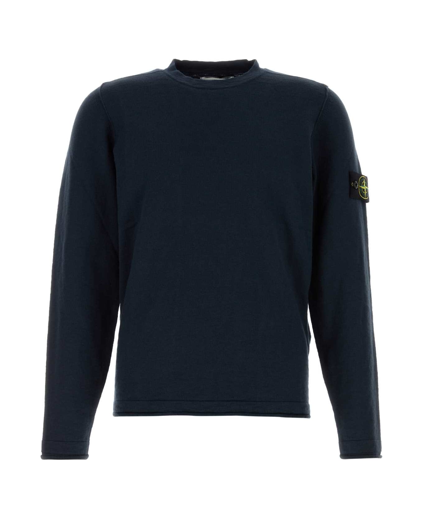 Stone Island Midnight Blue Cotton Blend Sweater - NAVY
