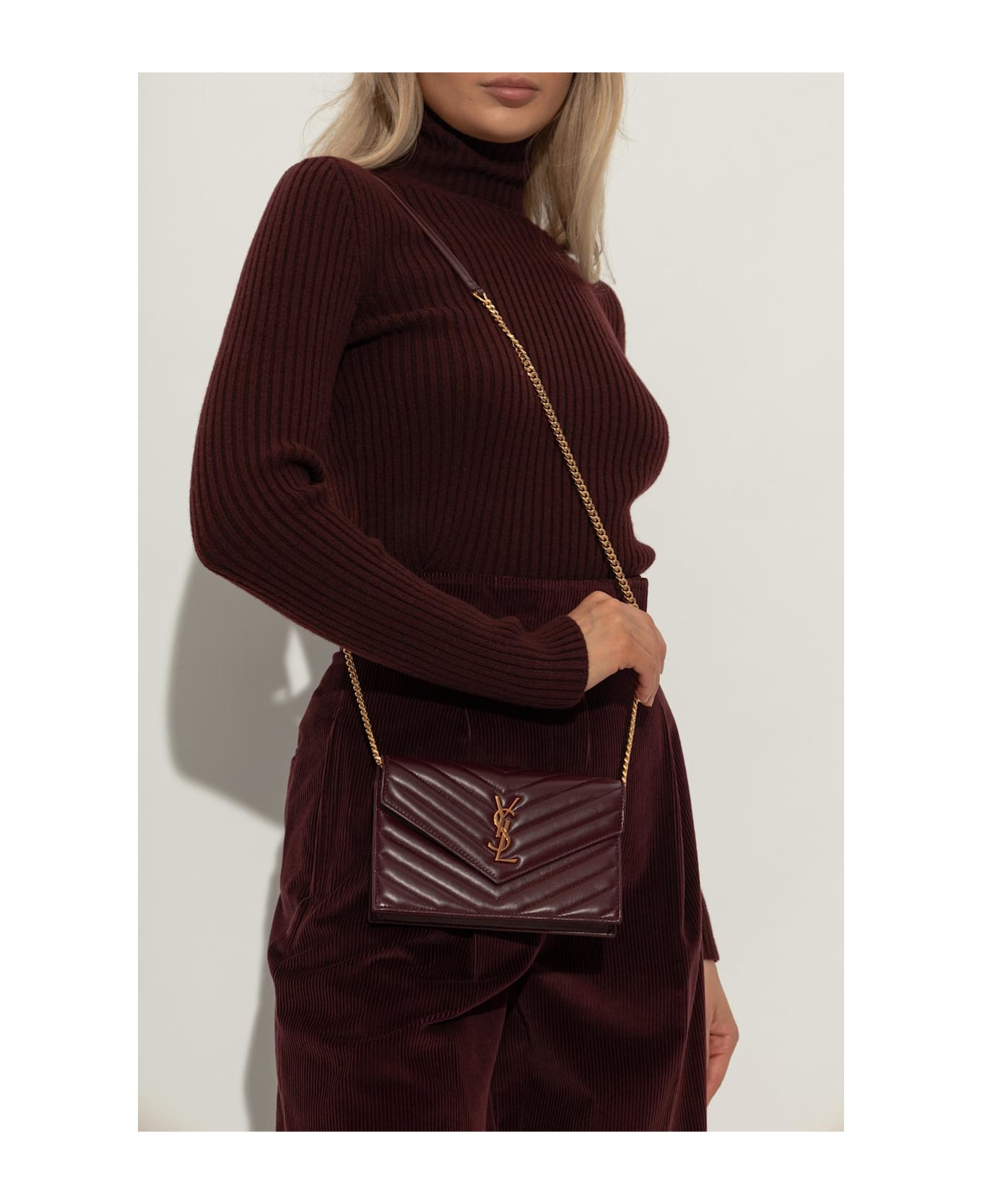 Saint Laurent Wallet On A Chain - BORDEAUX