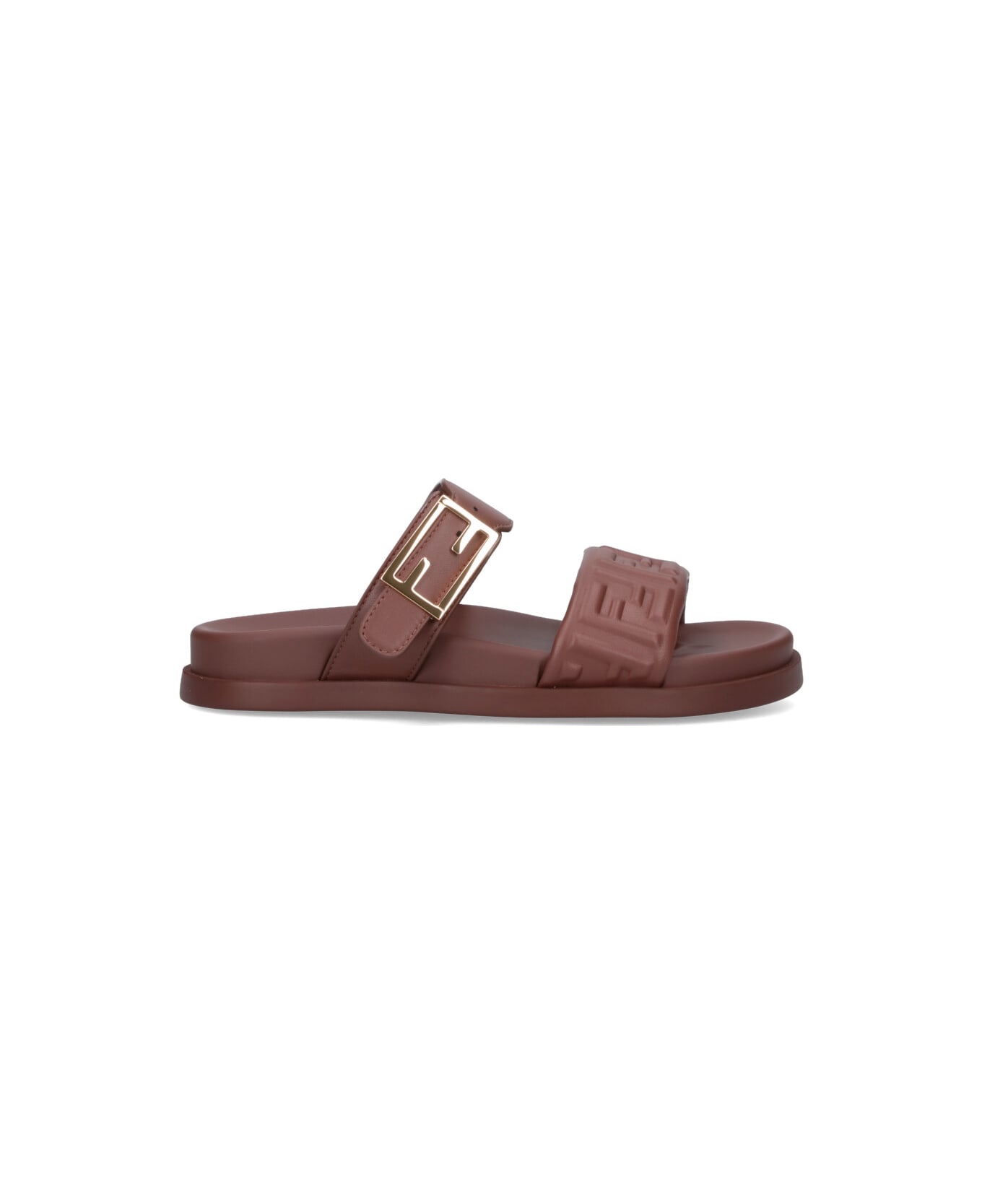 Fendi 'feel' Slide Sandals - Jlk Brown+brown