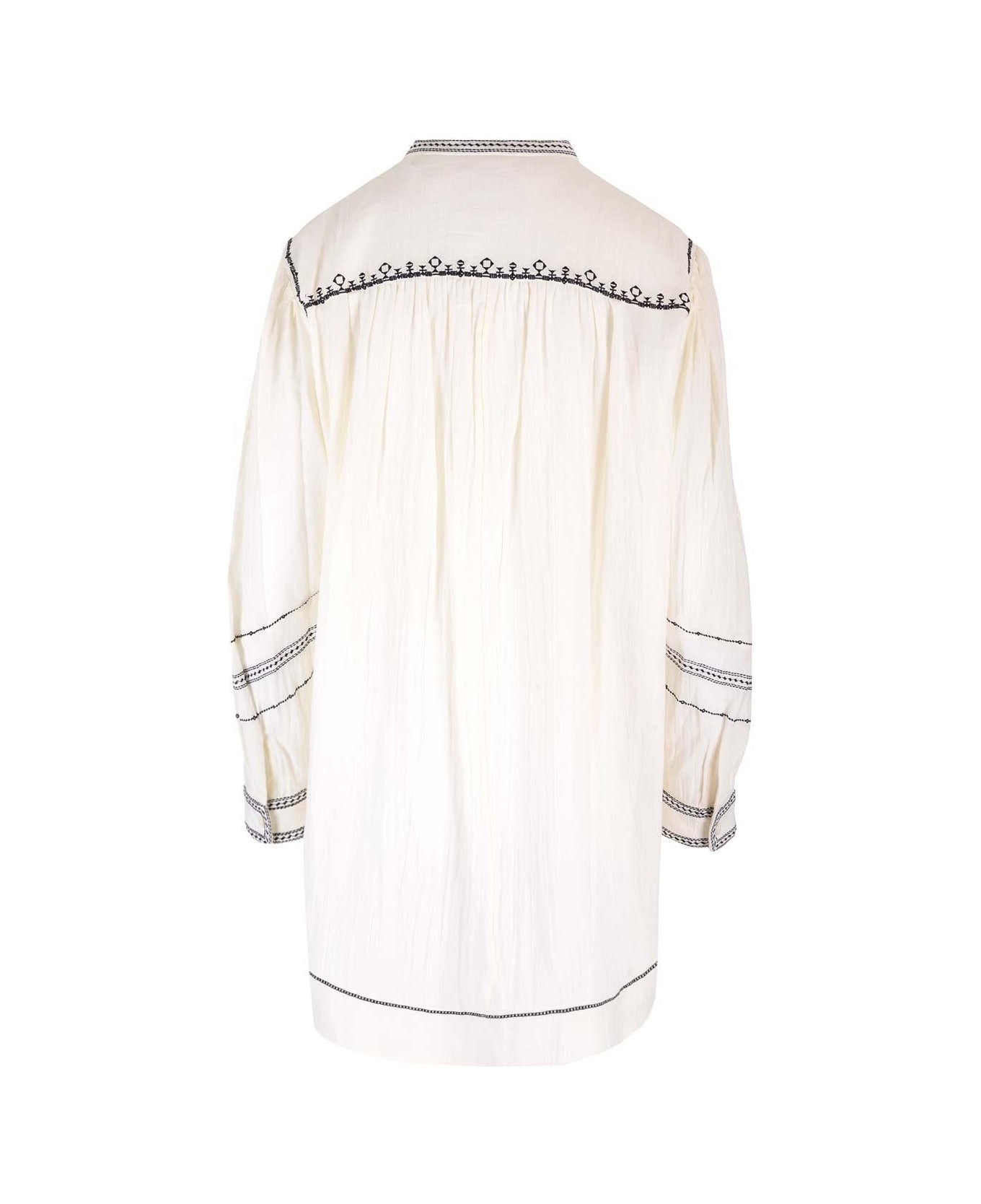 Marant Étoile Embroidered Long-sleeved Dress - NEUTRALS/BLACK