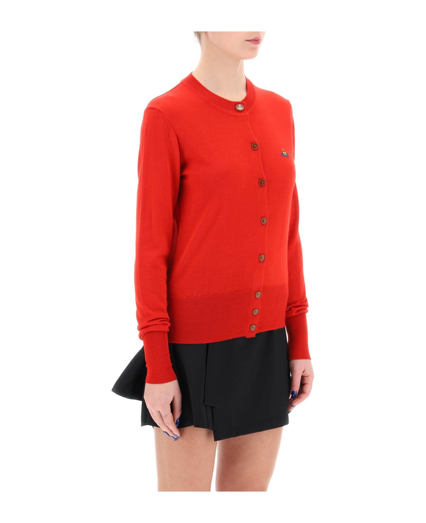Vivienne Westwood Bea Cardigan With Embroidered Logo - RED (Red)