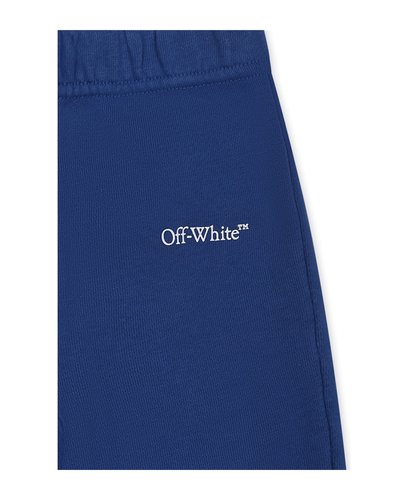 Off-White Blue Trousers For Baby Boy With Logo - Blue