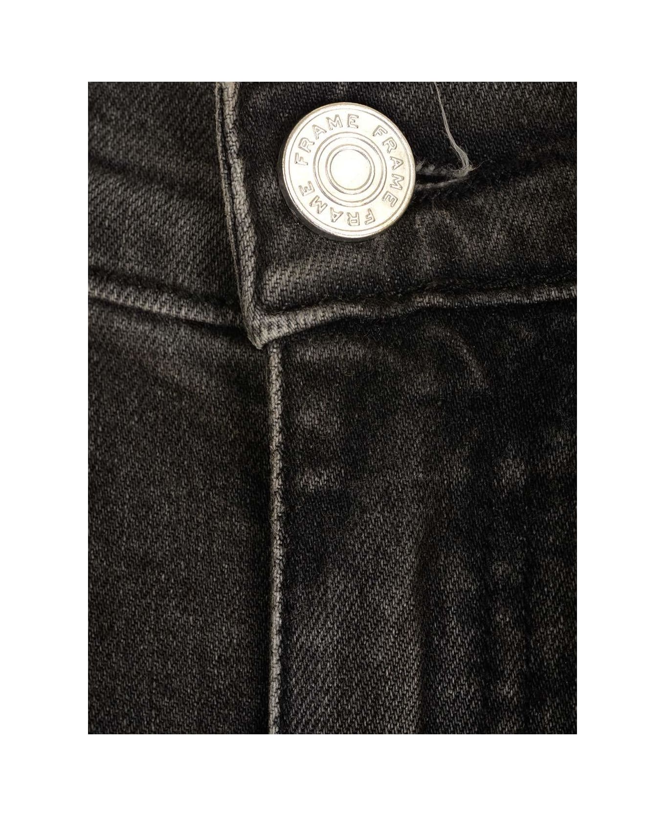 Frame Logo Patch Wide-leg Jeans - Black