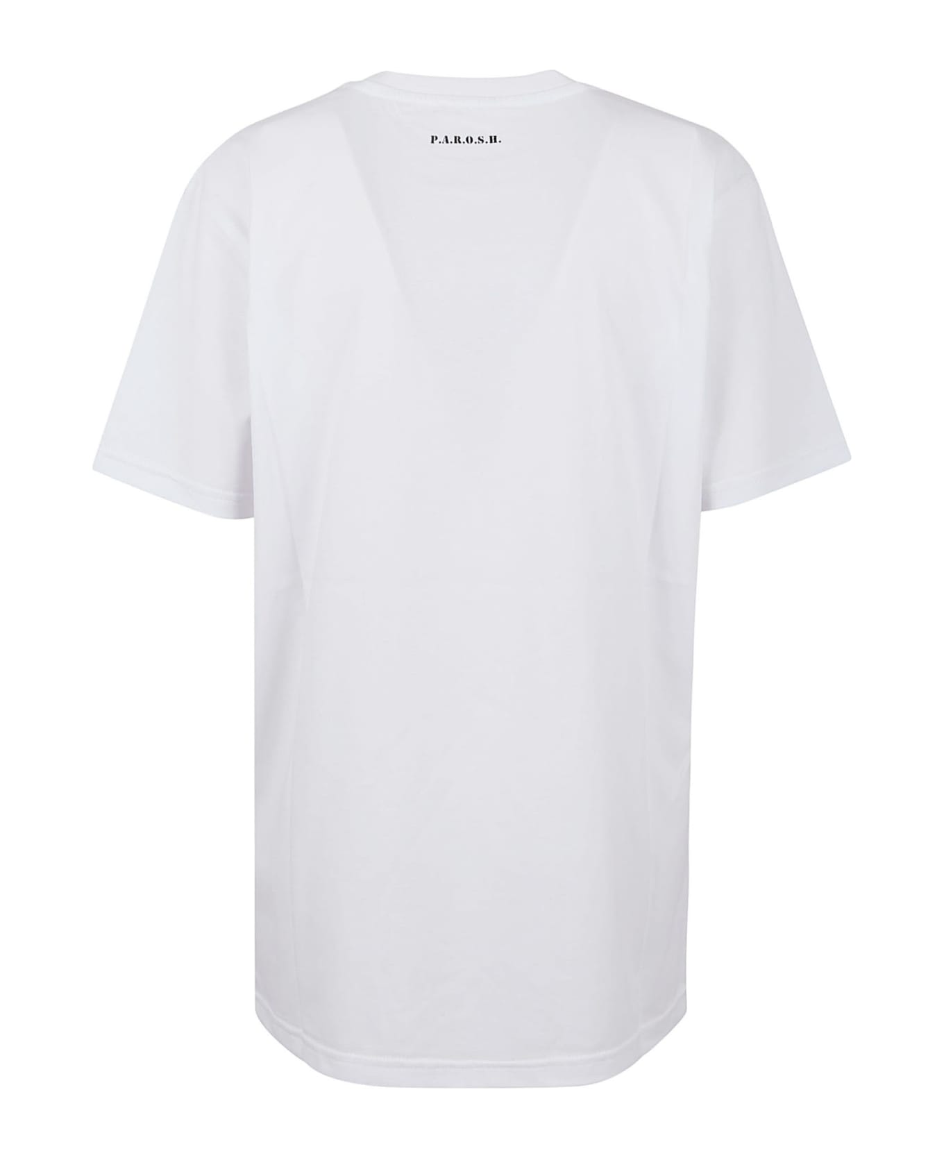 Parosh Colly White Cotton T-shirt - Fantasia Panna Tシャツ
