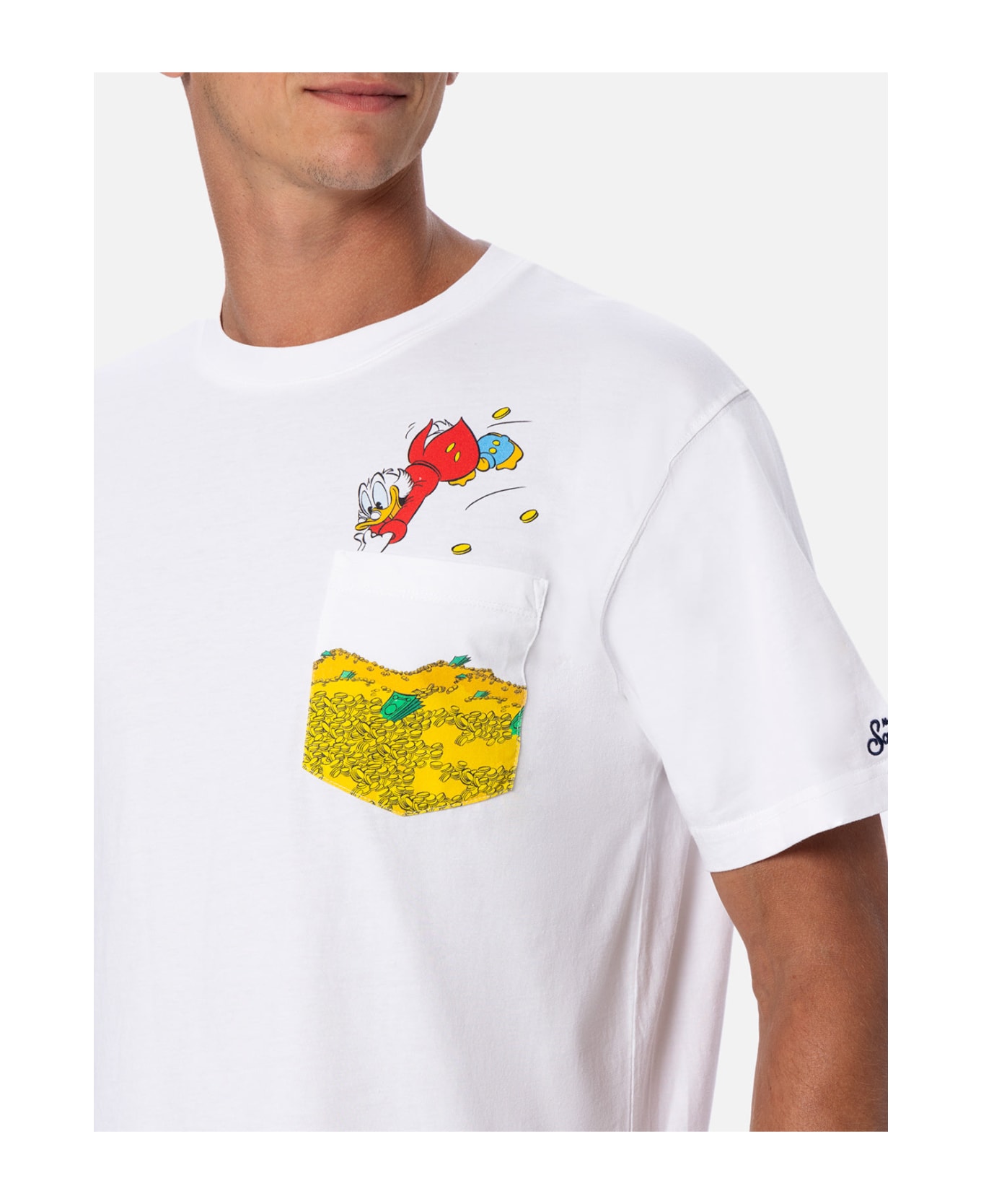 MC2 Saint Barth Man Cotton T-shirt Austin With Uncle Scrooge Print | ©disney Special Edition - WHITE