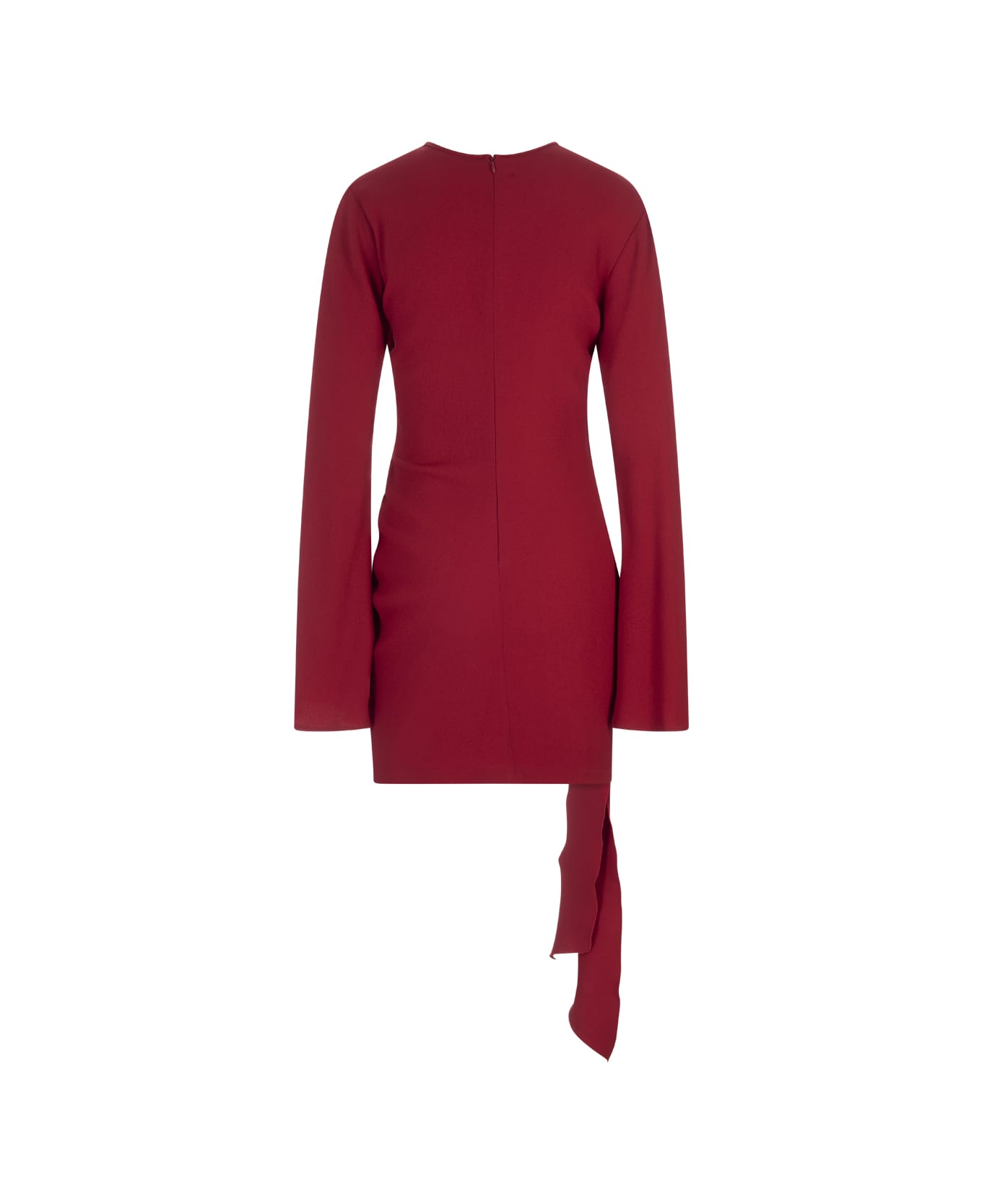 Blumarine Red Short Dress With Long Sleeves And Bow Detail - Rosso