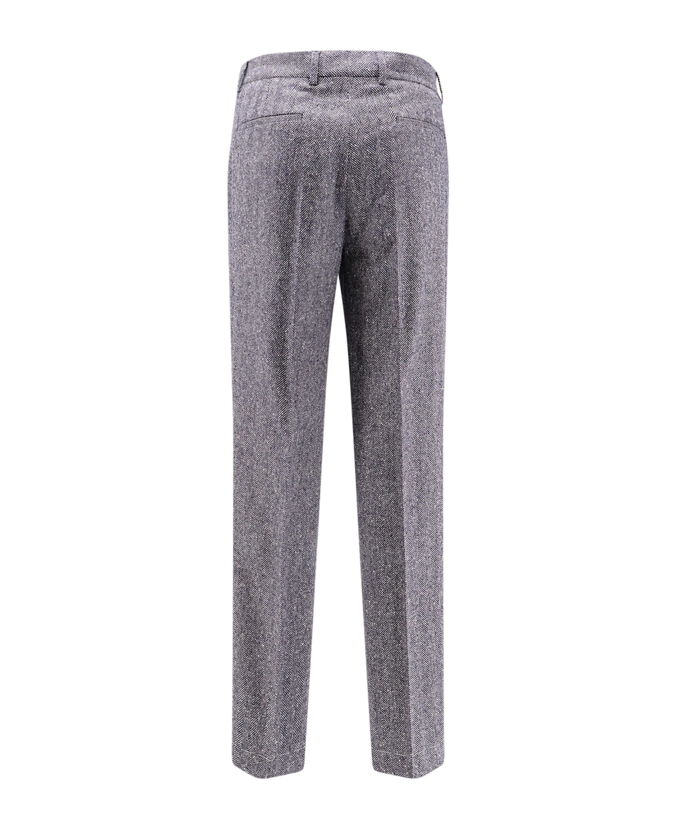 Brunello Cucinelli Herringbone Wool And Cashmere Trousers - Blue