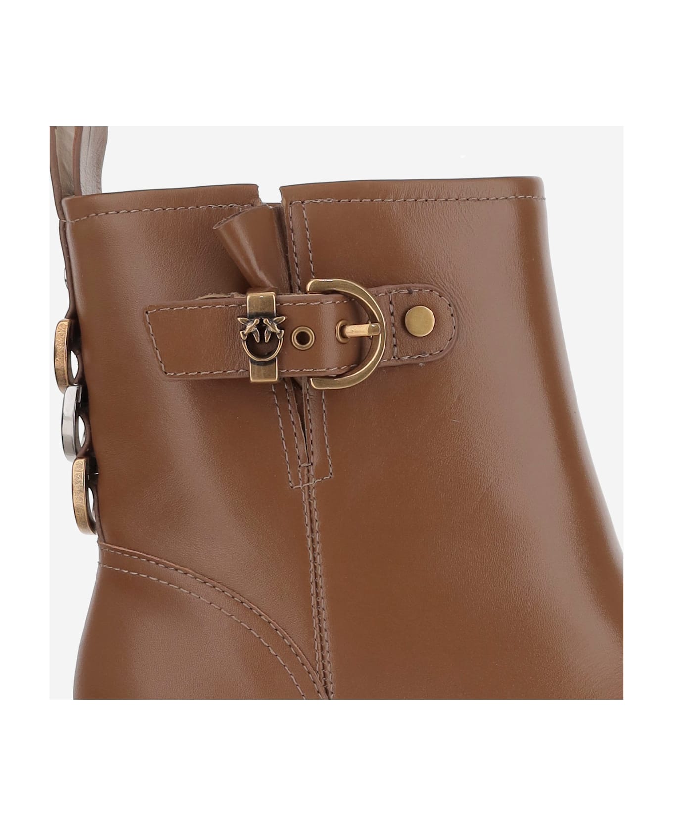 Pinko Mia 21 Leather Ankle Boots - Brown ブーツ