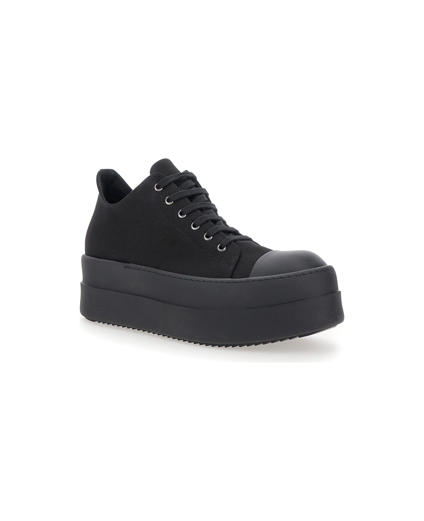 DRKSHDW Black Low Top Sneakers With Double Bumper In Cotton Man - Black
