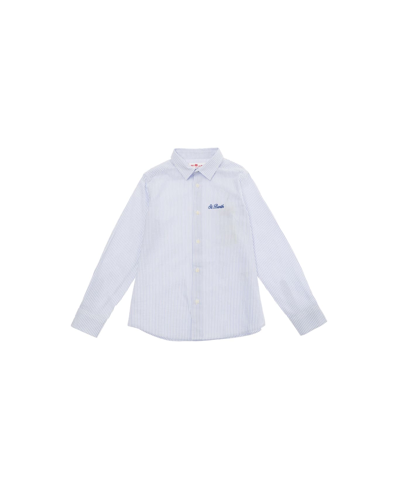 MC2 Saint Barth 'agnes' Light Blue Shirt With Logo Embroidery In Cotton Boy - Light blue
