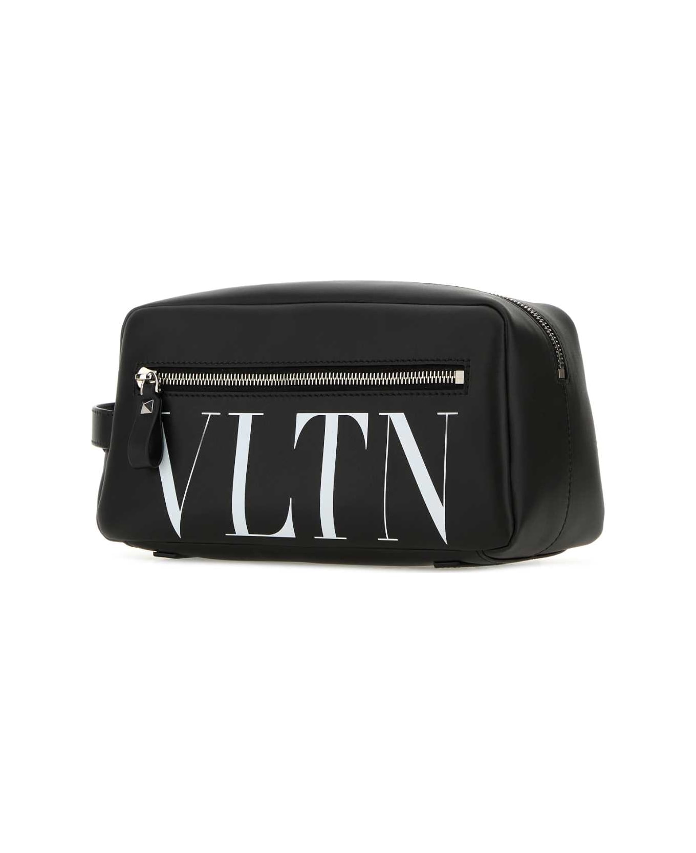Valentino Garavani Black Leather Vltn Beauty Case - NEROBIANCO