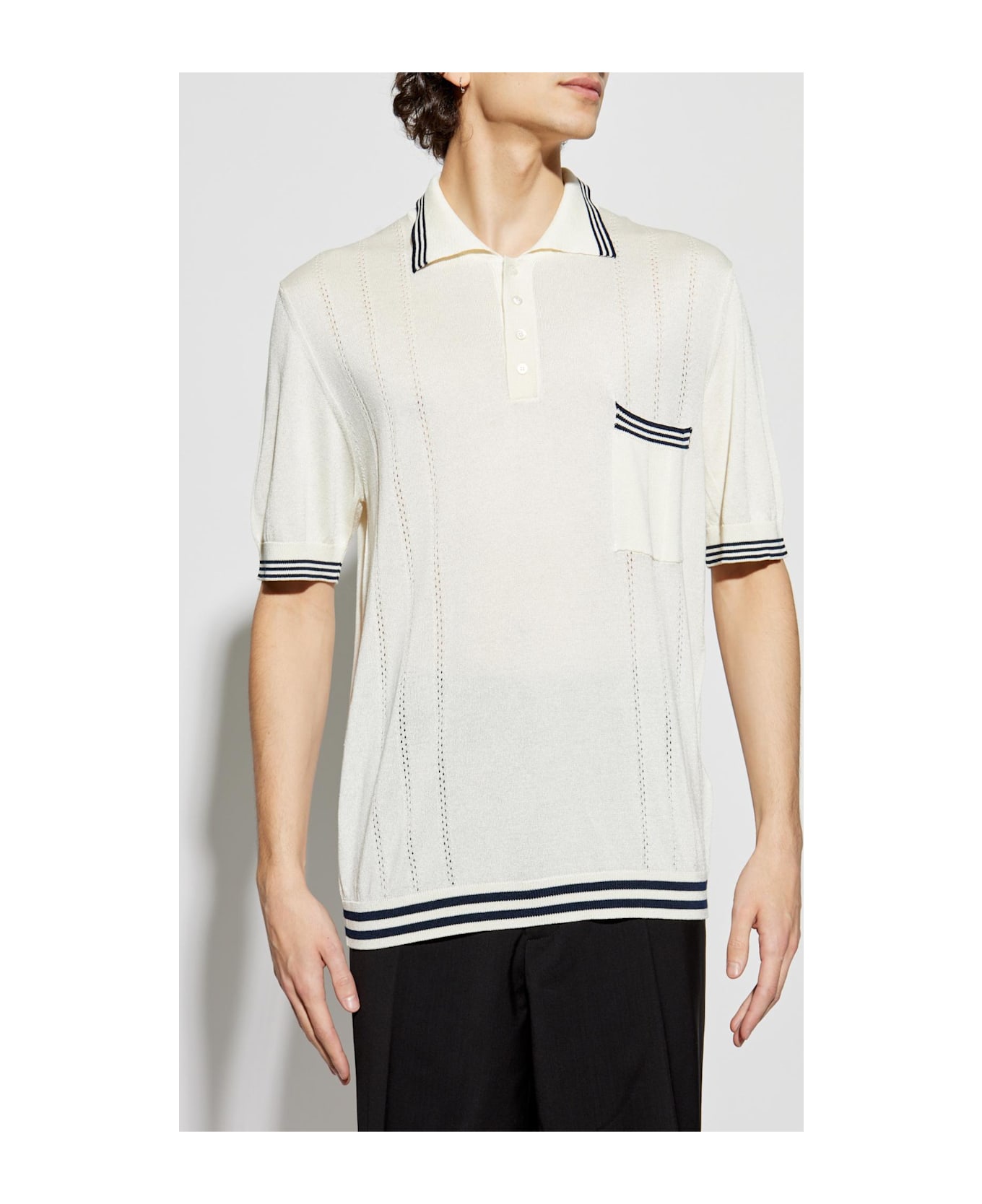 Golden Goose Striped Polo - White