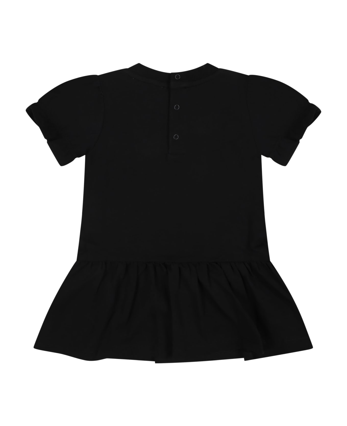 Moschino Black Dress For Baby Girl With Teddy Bear Print - Black ウェア