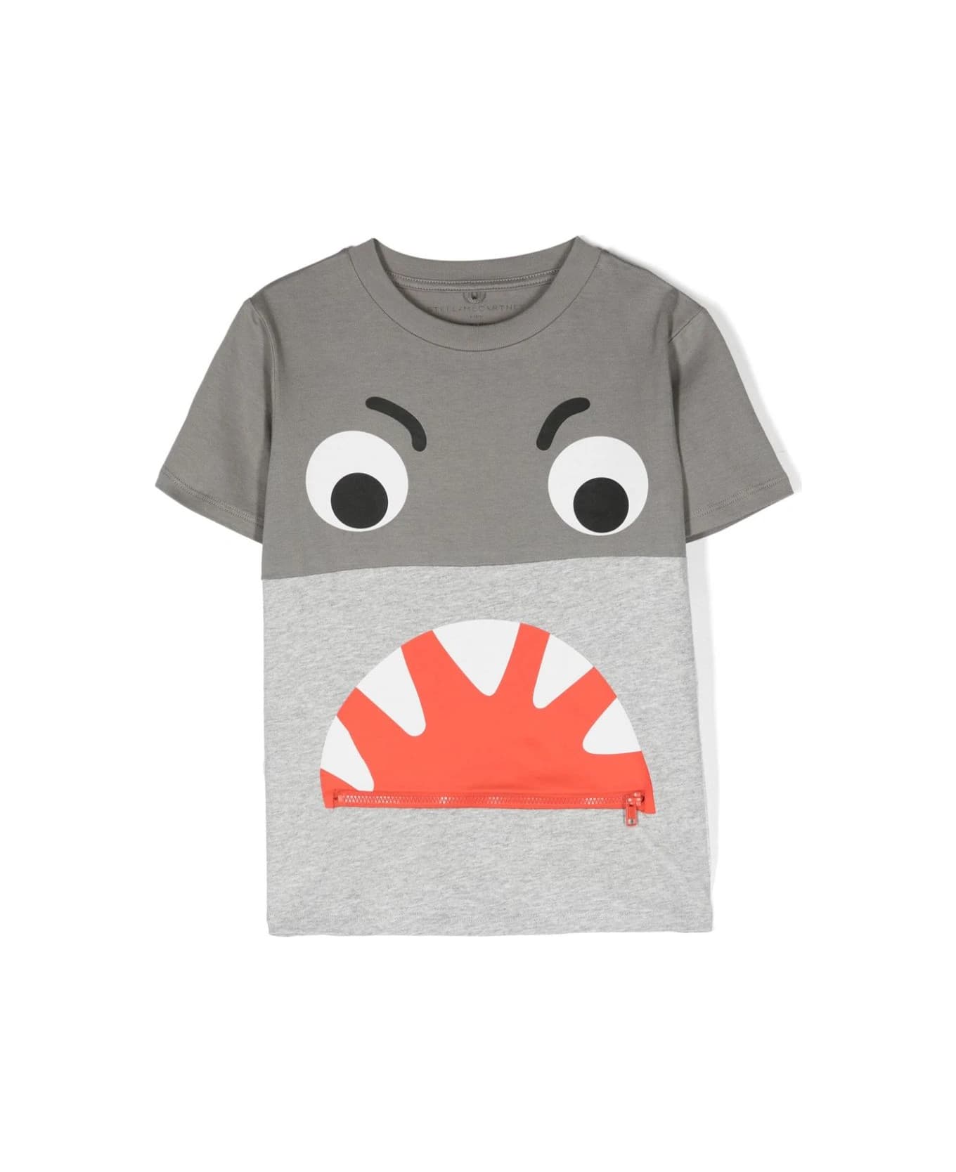 Stella McCartney Kids Shark Face Colourblock T-shirt In Grey - Grey Tシャツ＆ポロシャツ