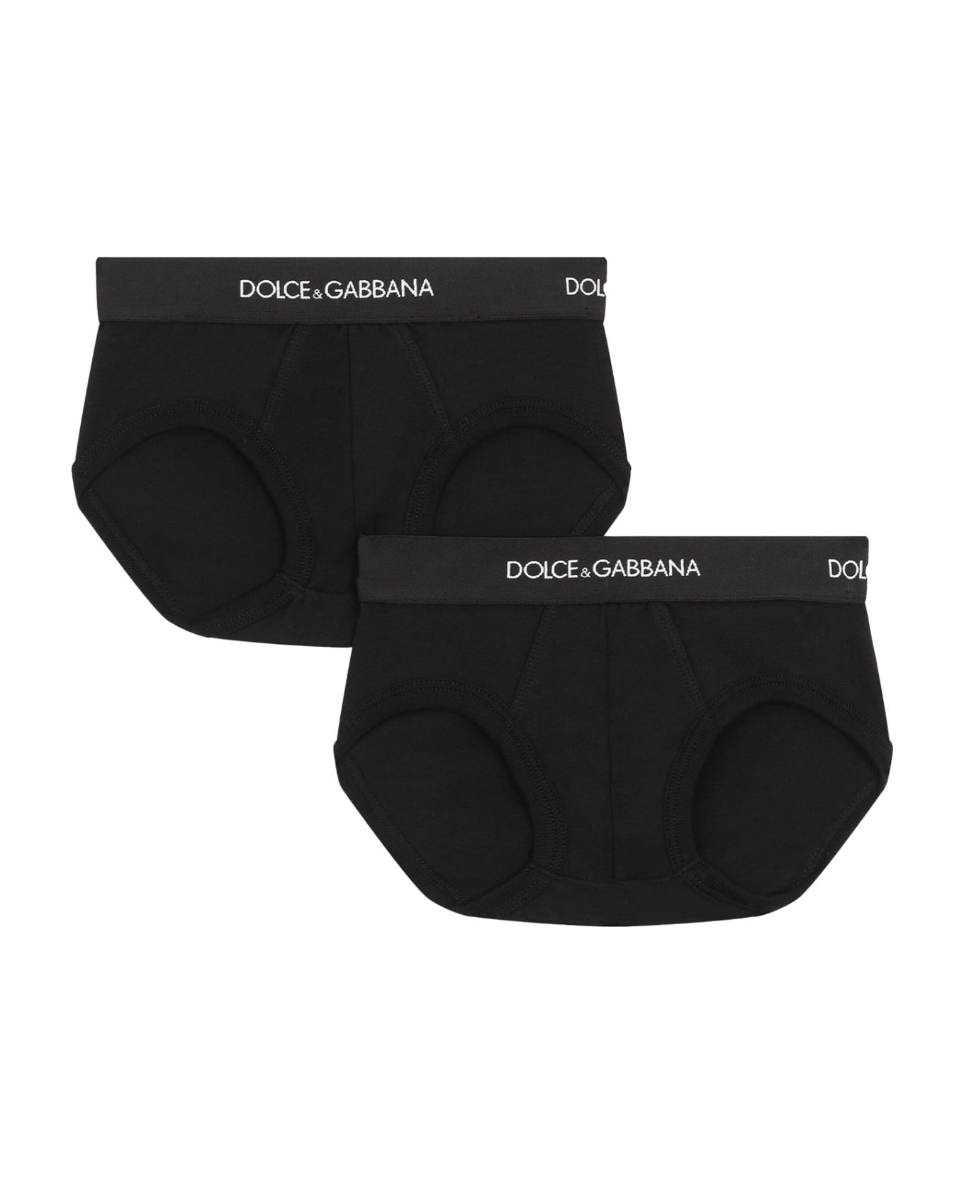 Dolce & Gabbana Bi-pack Briefs In Jersey With Logoed Elastic - Back