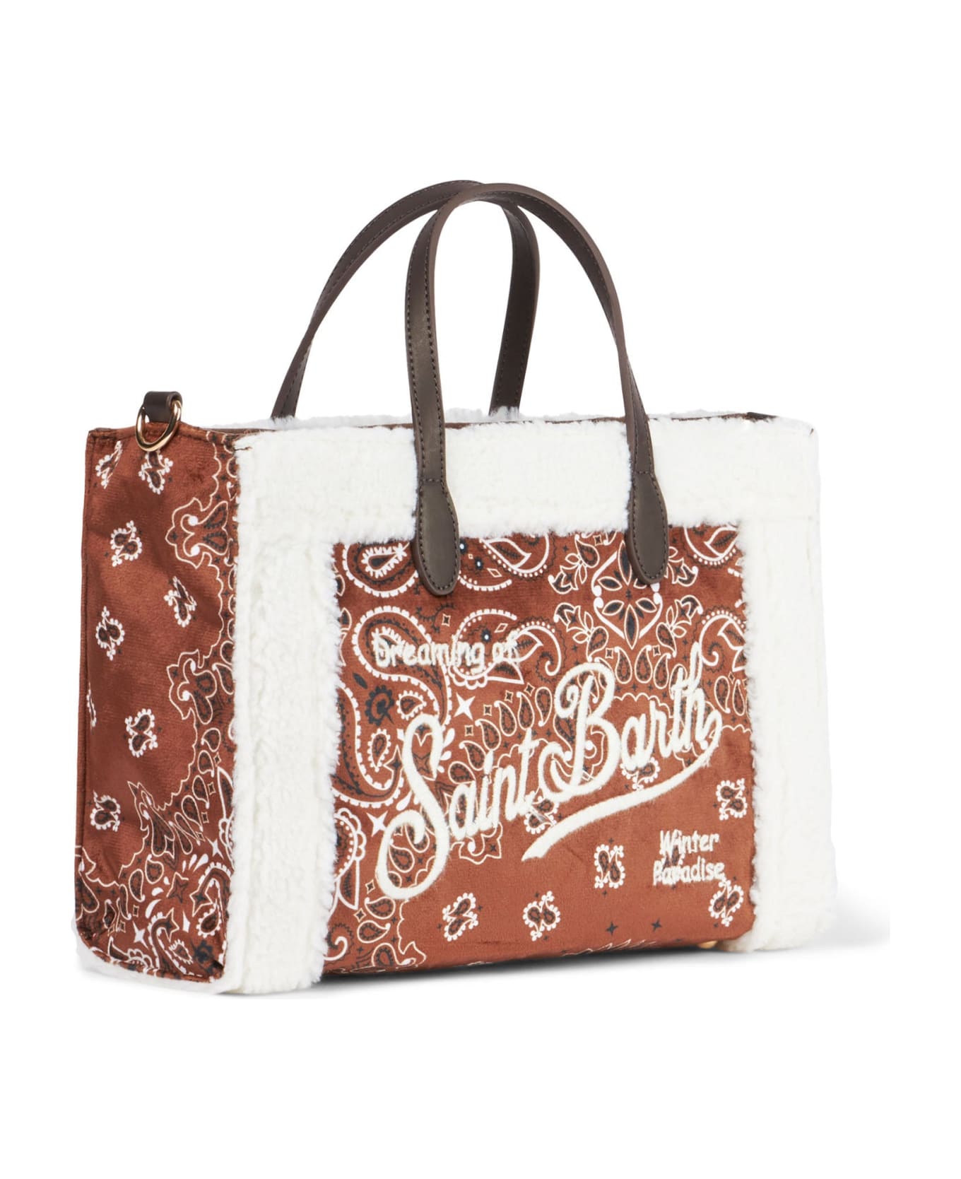 MC2 Saint Barth Vivian Handbag With Bandanna Print And Sherpa Details - BROWN