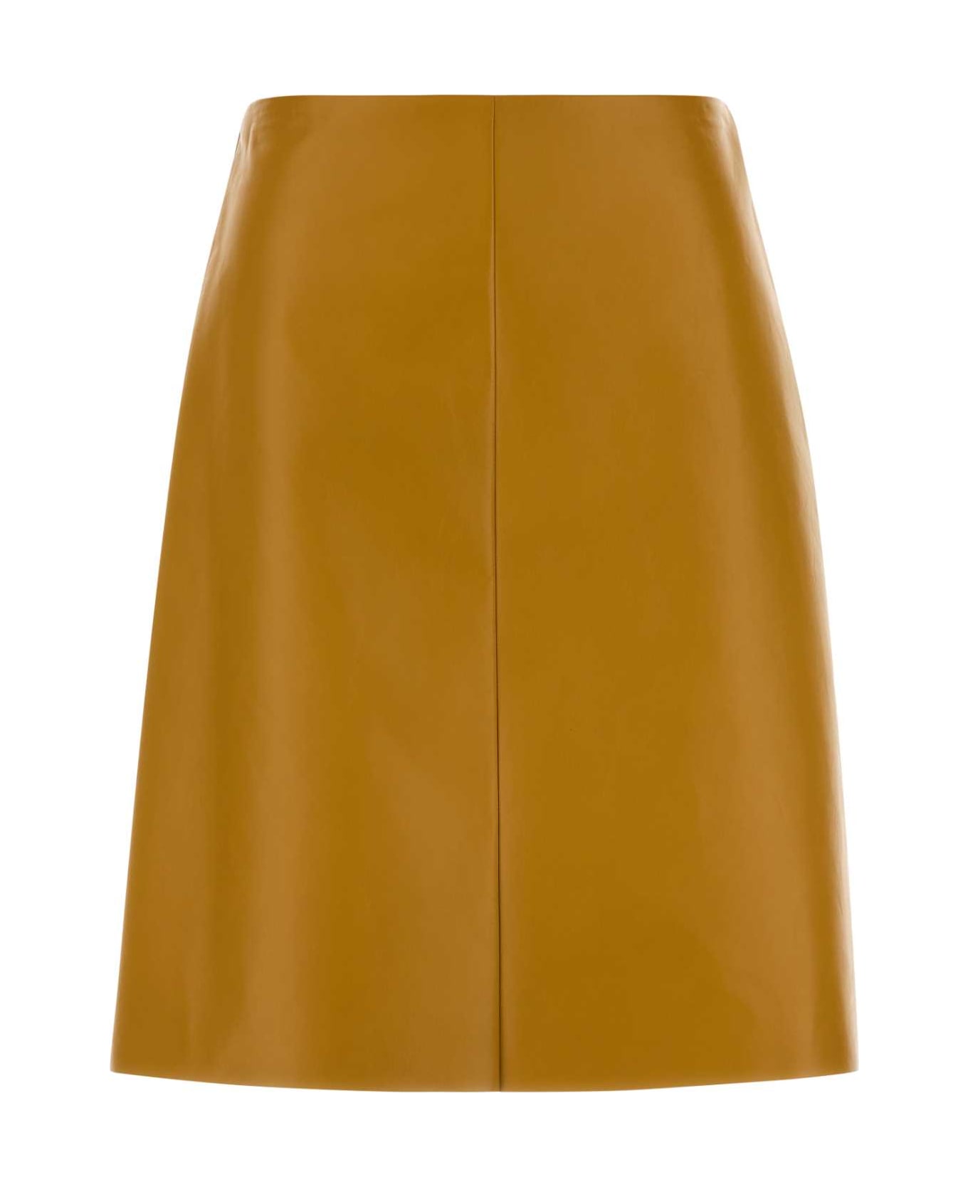 Miu Miu Ochre Nappa Leather Skirt - SOLEIL