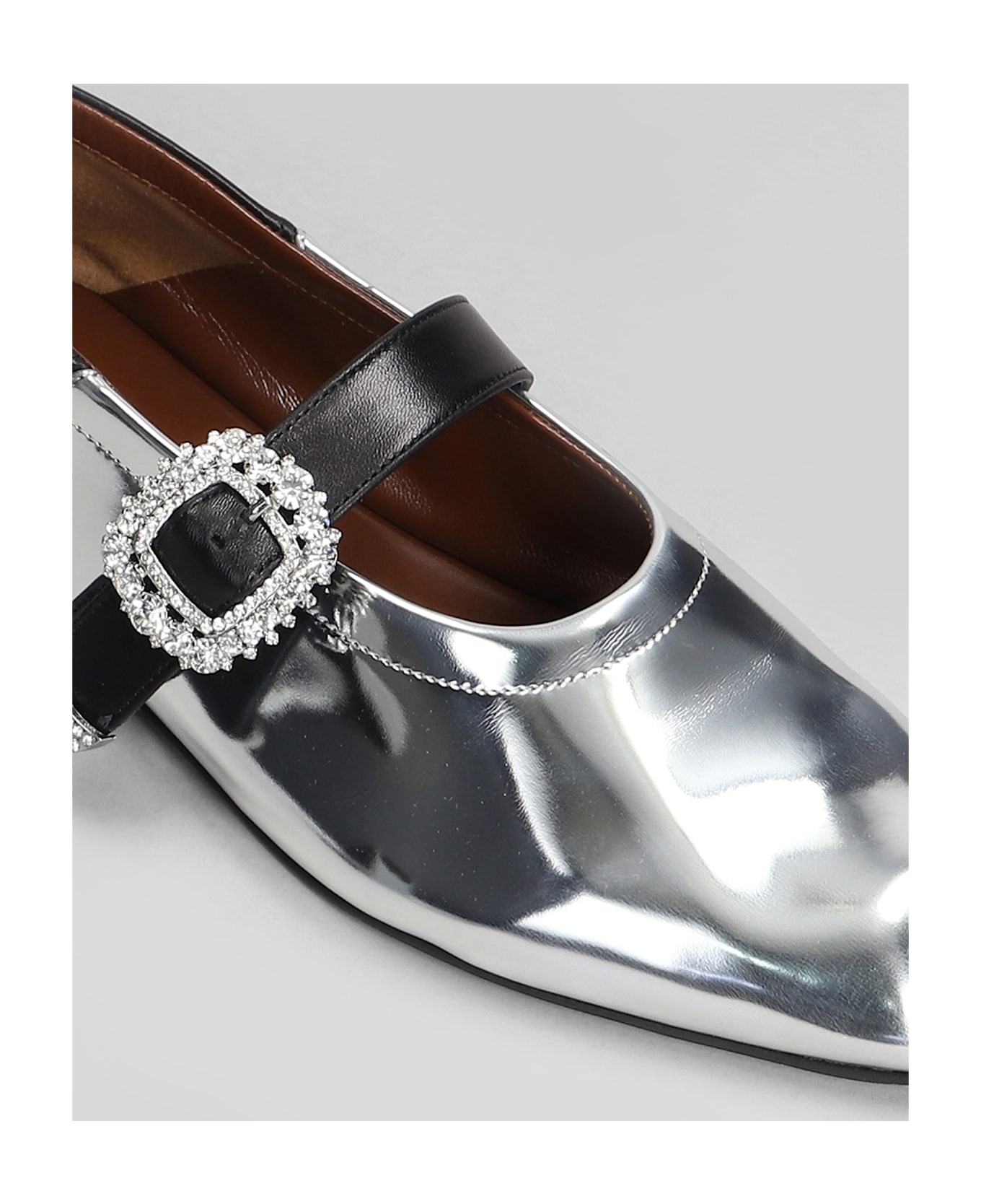 Wales Bonner Ballerina Buckle Ballet Flats In Silver Leather - Silver