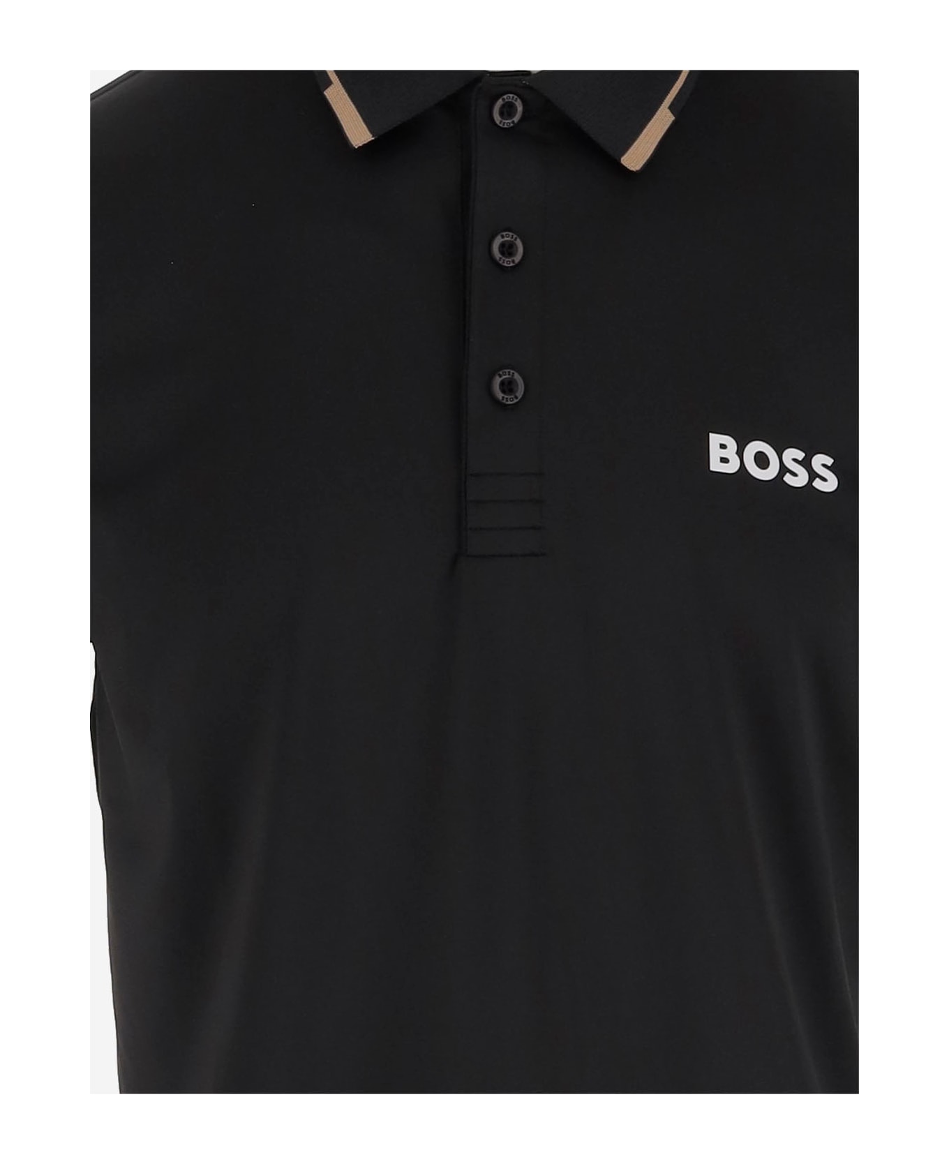 Hugo Boss Stretch Fabric Polo Shirt With Logo - Black