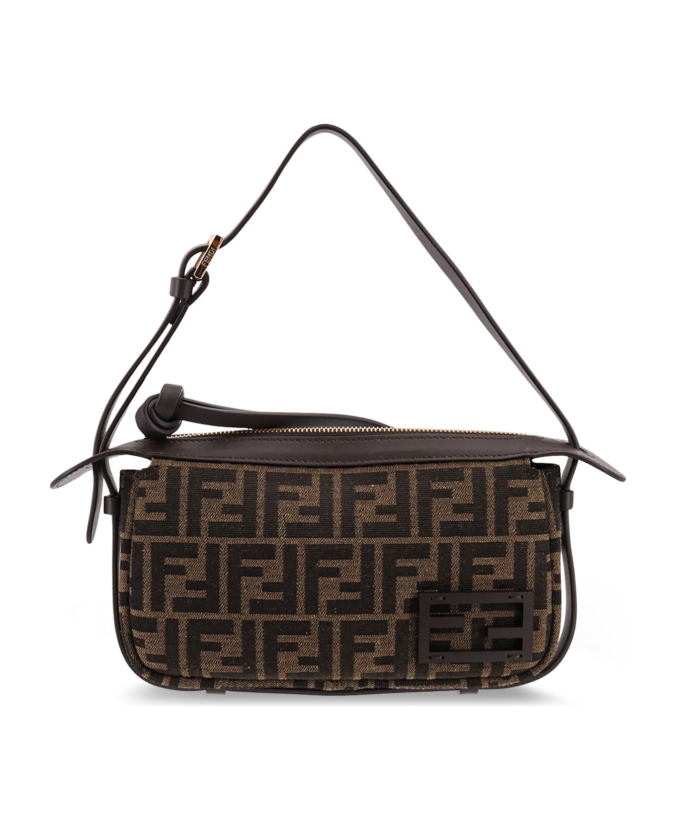 Fendi Simply Fendi Mini Ffjacquard Fabric Shoulder Bag - Dark Brown