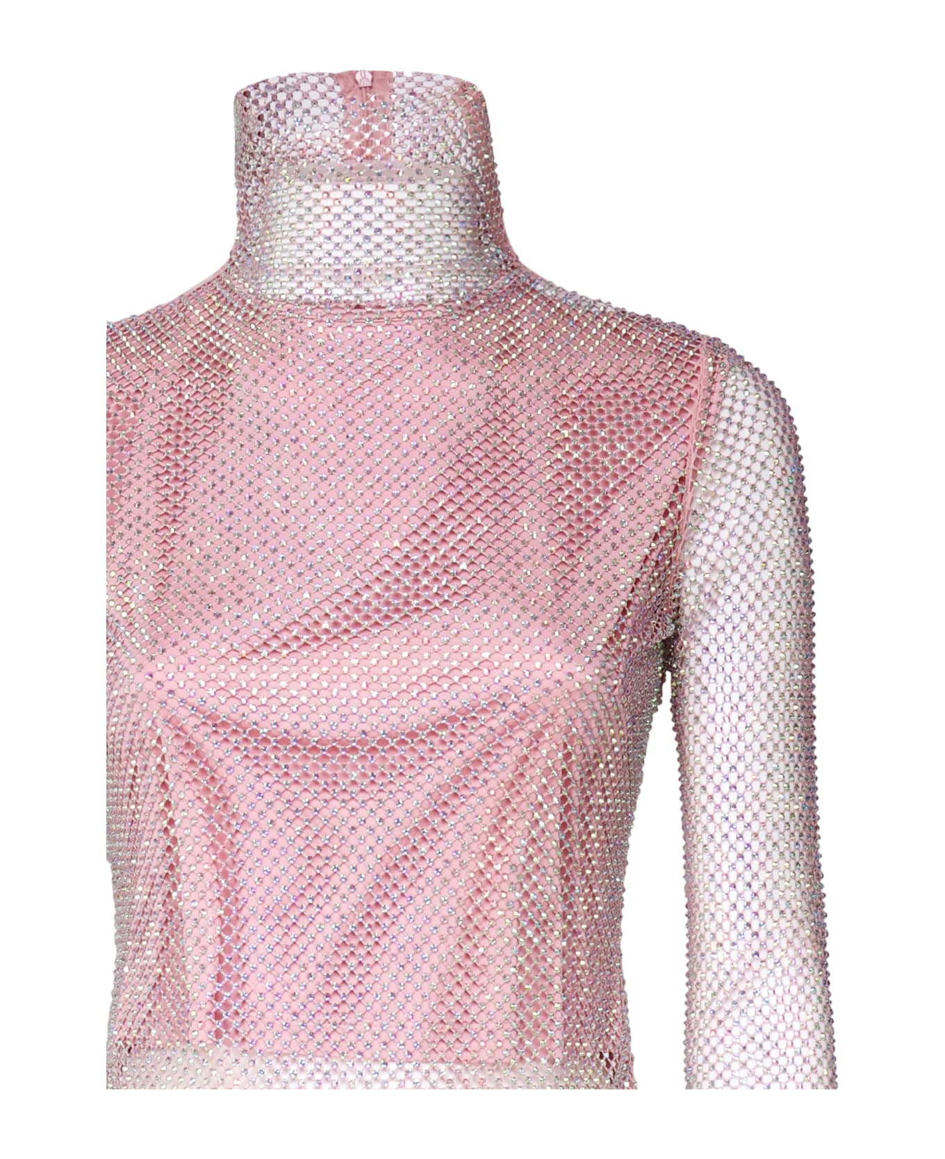 SportMax Valdai Transparent Perforated Sweater With Rhinestones - Rosa 