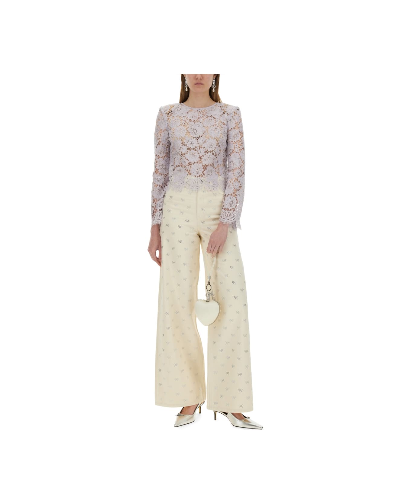 self-portrait Jeans 
bow
 - BEIGE