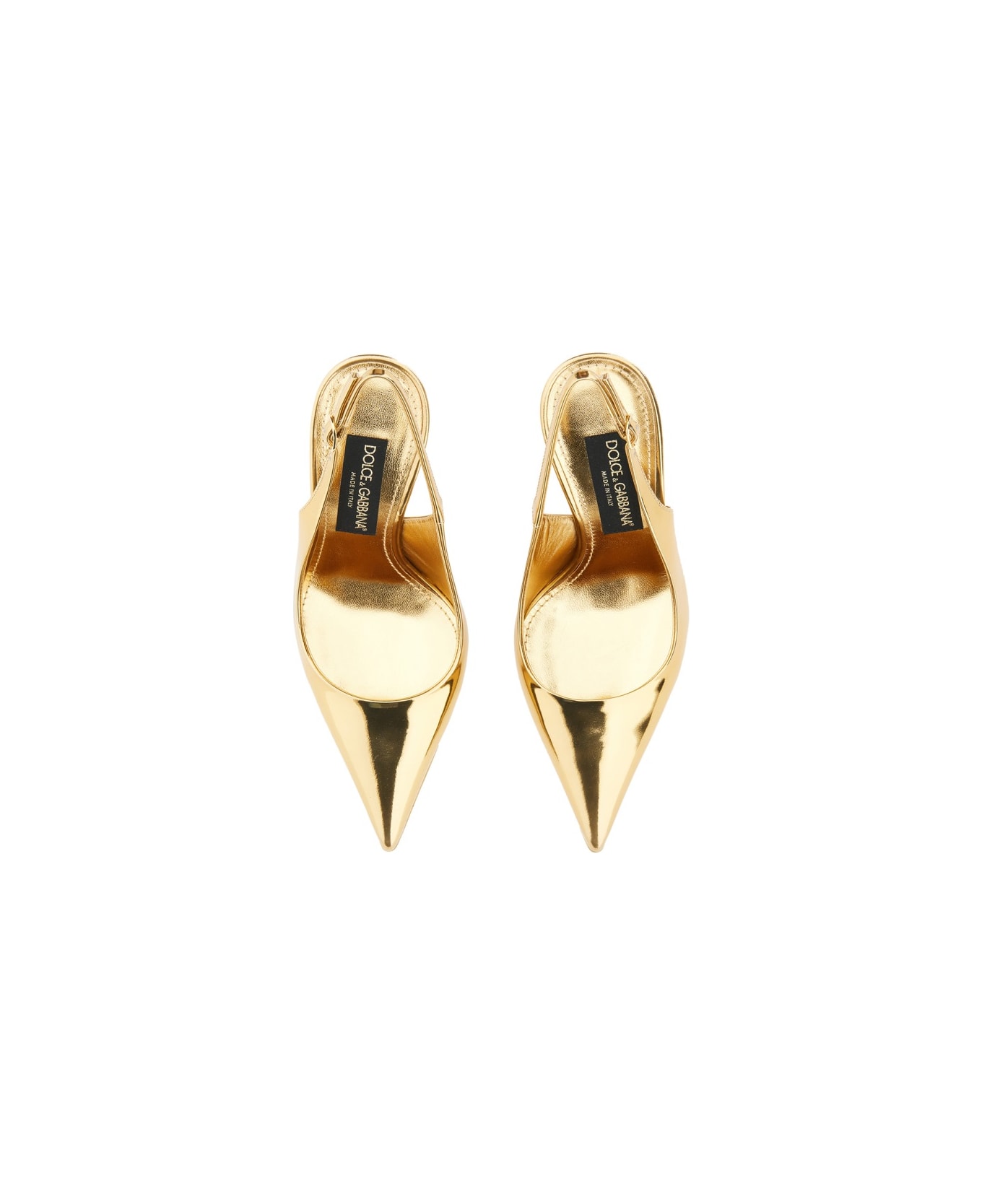 Dolce & Gabbana Leather Sling Back - GOLD