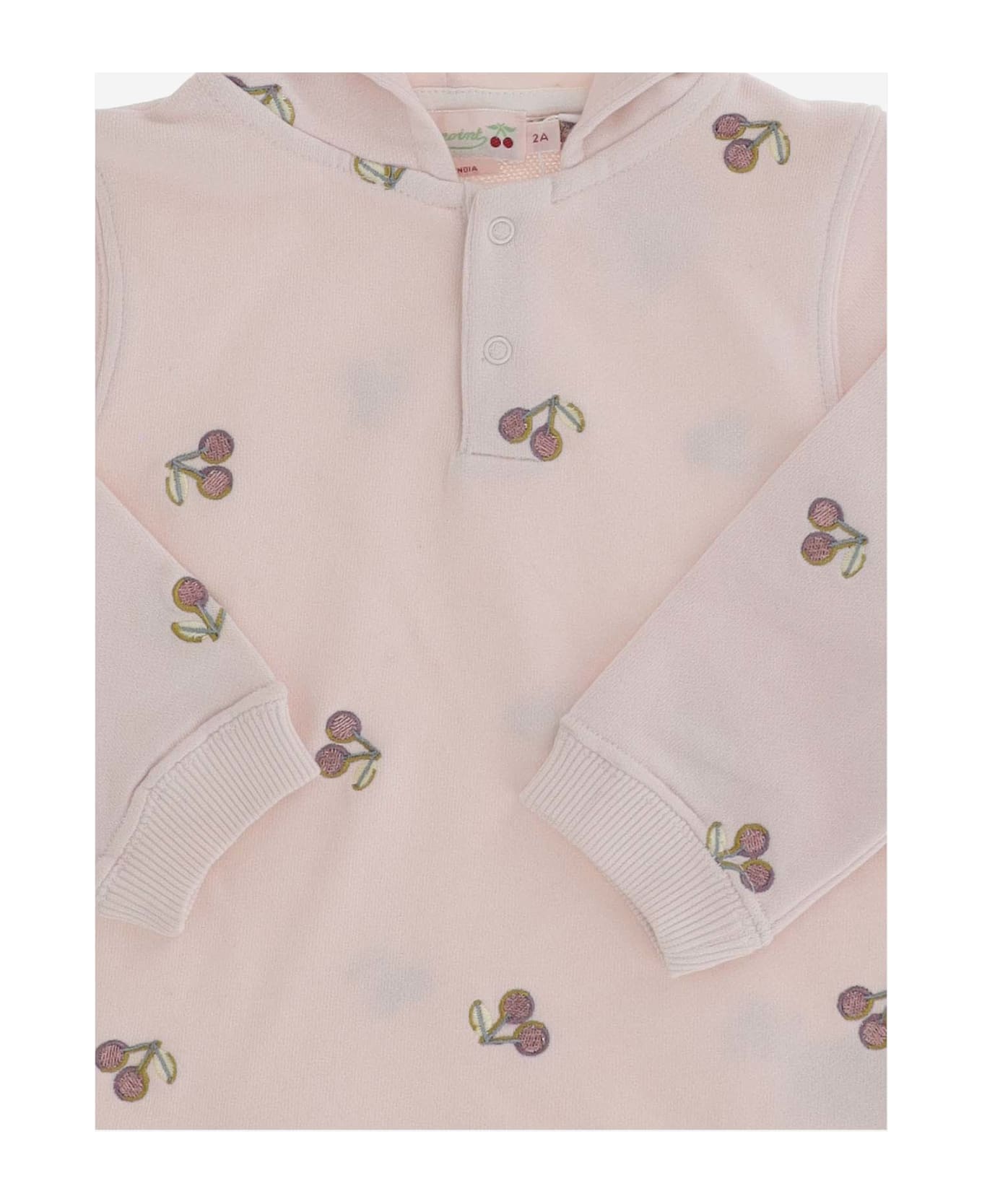 Bonpoint Cotton Hoodie With Cherries - Pink