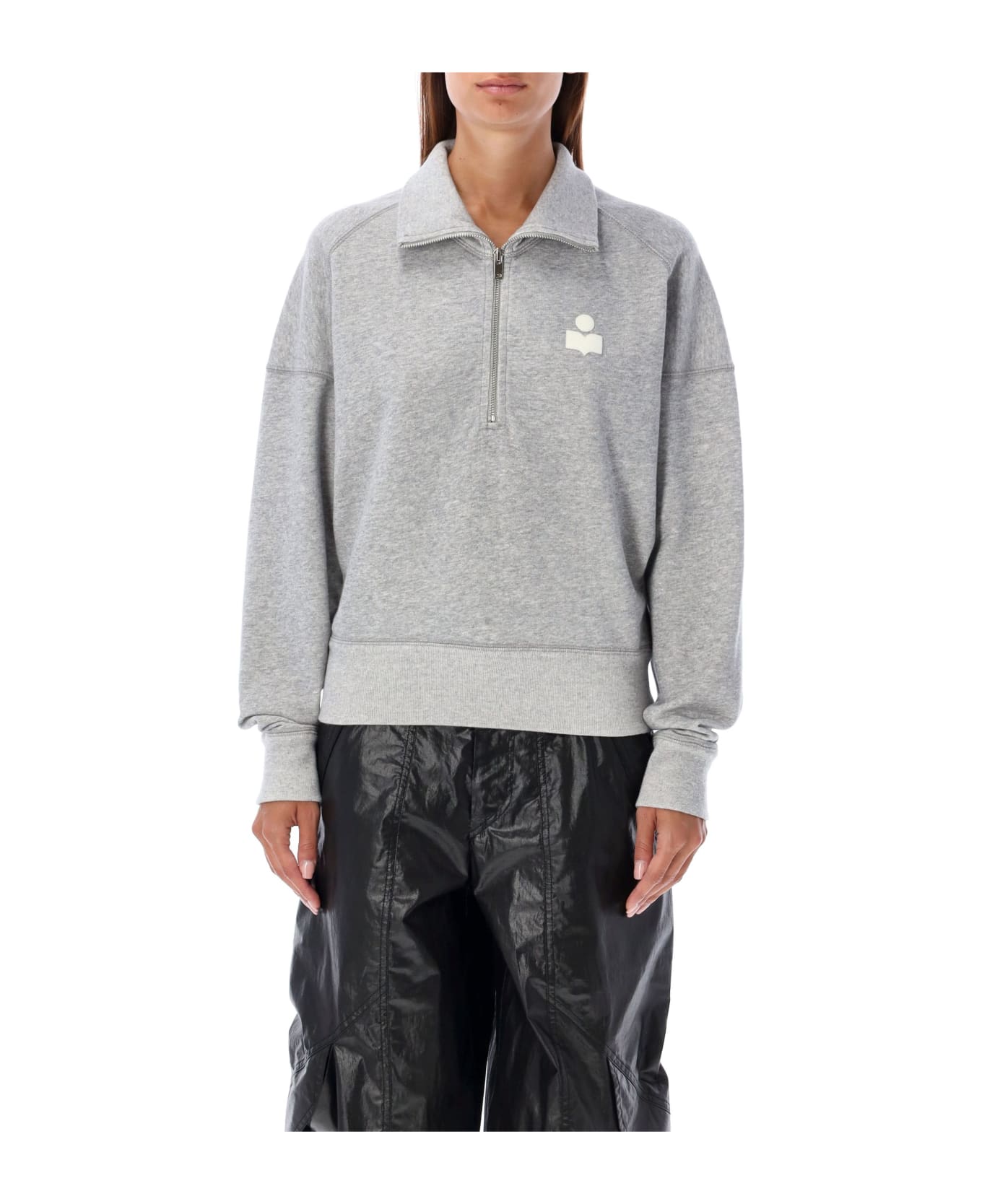 Isabel Marant Rozz Half Zip Fleece - grey/white