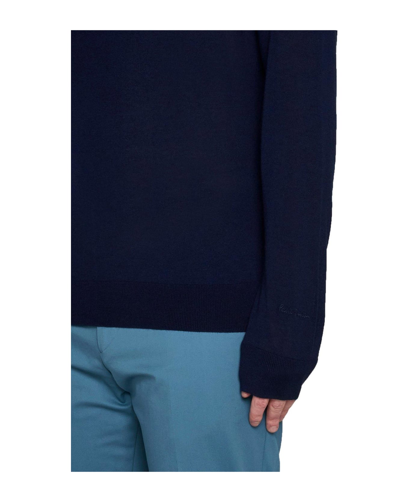 Paul Smith Long-sleeved Knit Polo Shirt - NAVY