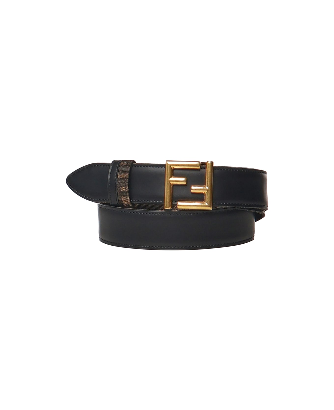 Fendi Ff Leather Belt - Black