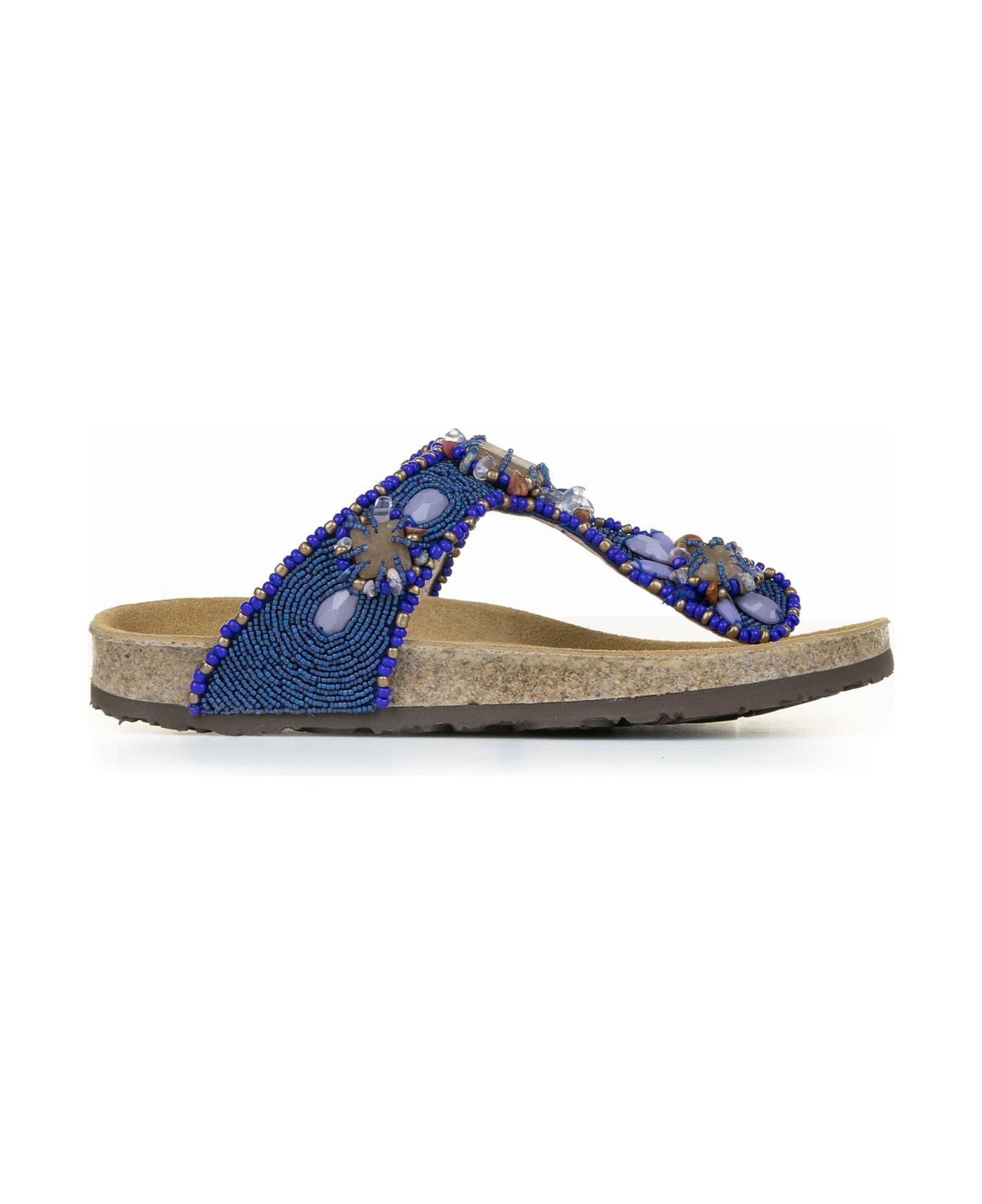 Malìparmi Flip-flops With Jewelery Embroidery On Beads - BLU/BEIGE