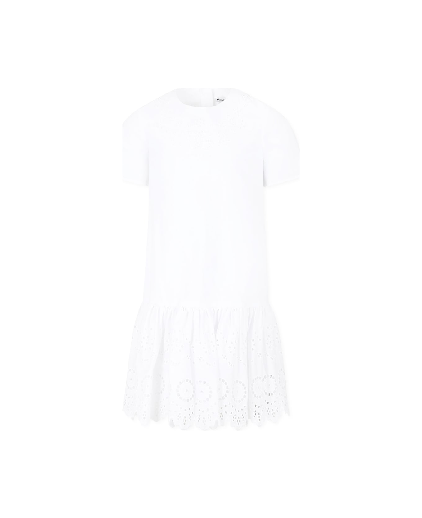 Dolce & Gabbana White Dress For Girl With Logo - White
