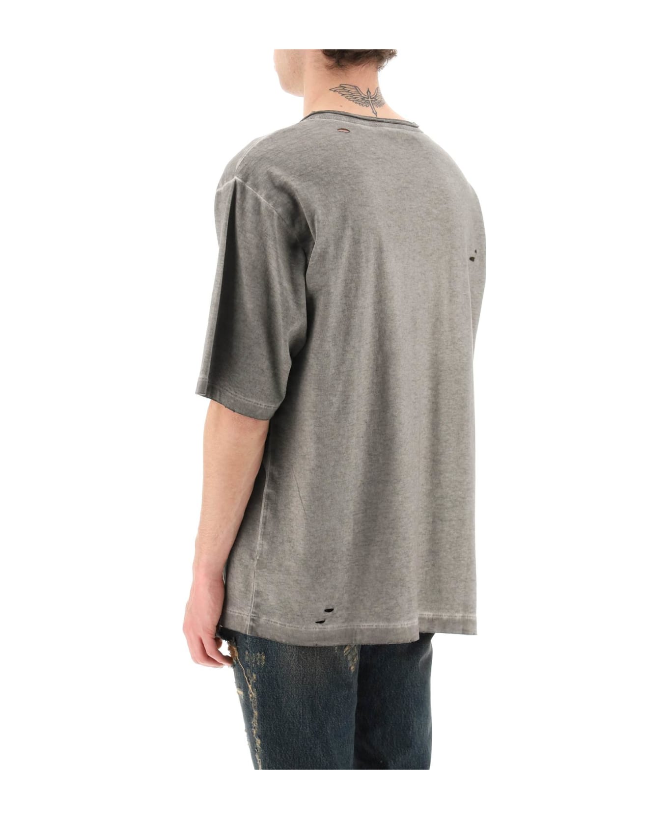 Dolce & Gabbana Washed Cotton T-shirt With Destroyed Detailing - VARIANTE ABBINATA (Grey)