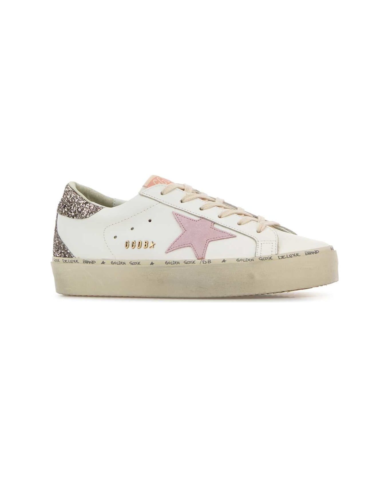 Golden Goose White Leather Hi Star Sneakers - WHITEANTIQUEPINKCINDER
