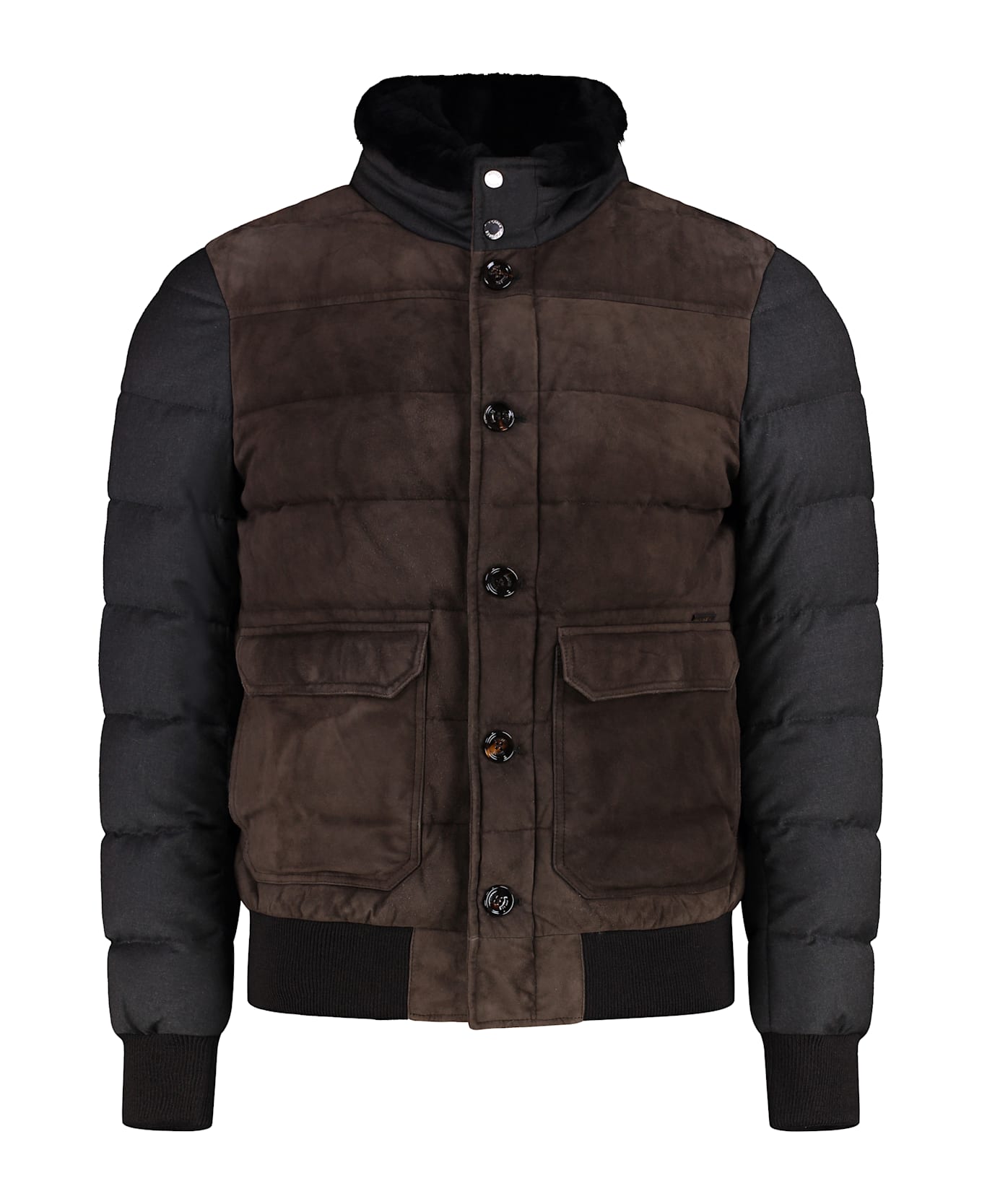 Moorer Padded Bomber Jacket - brown