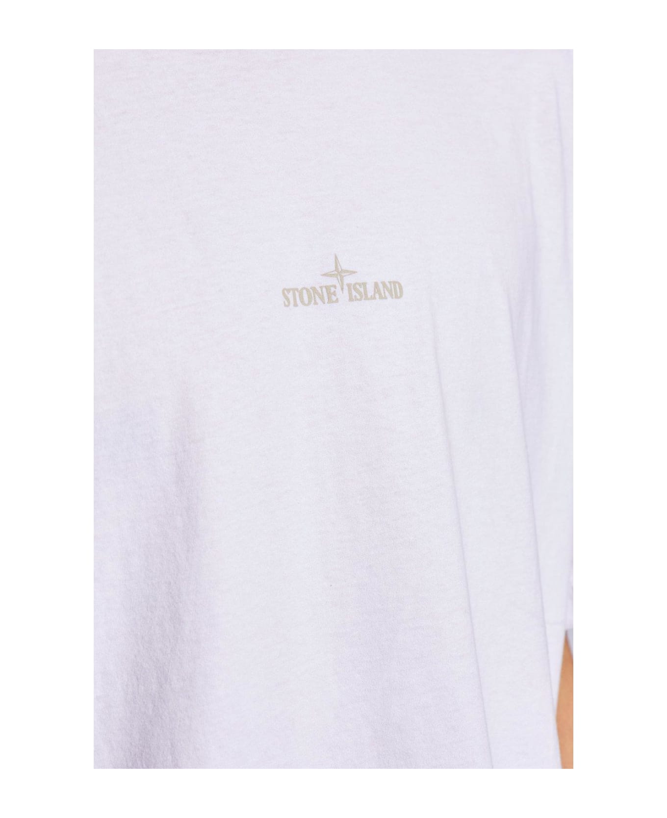 Stone Island Logo Printed Crewneck T-shirt - Bianco