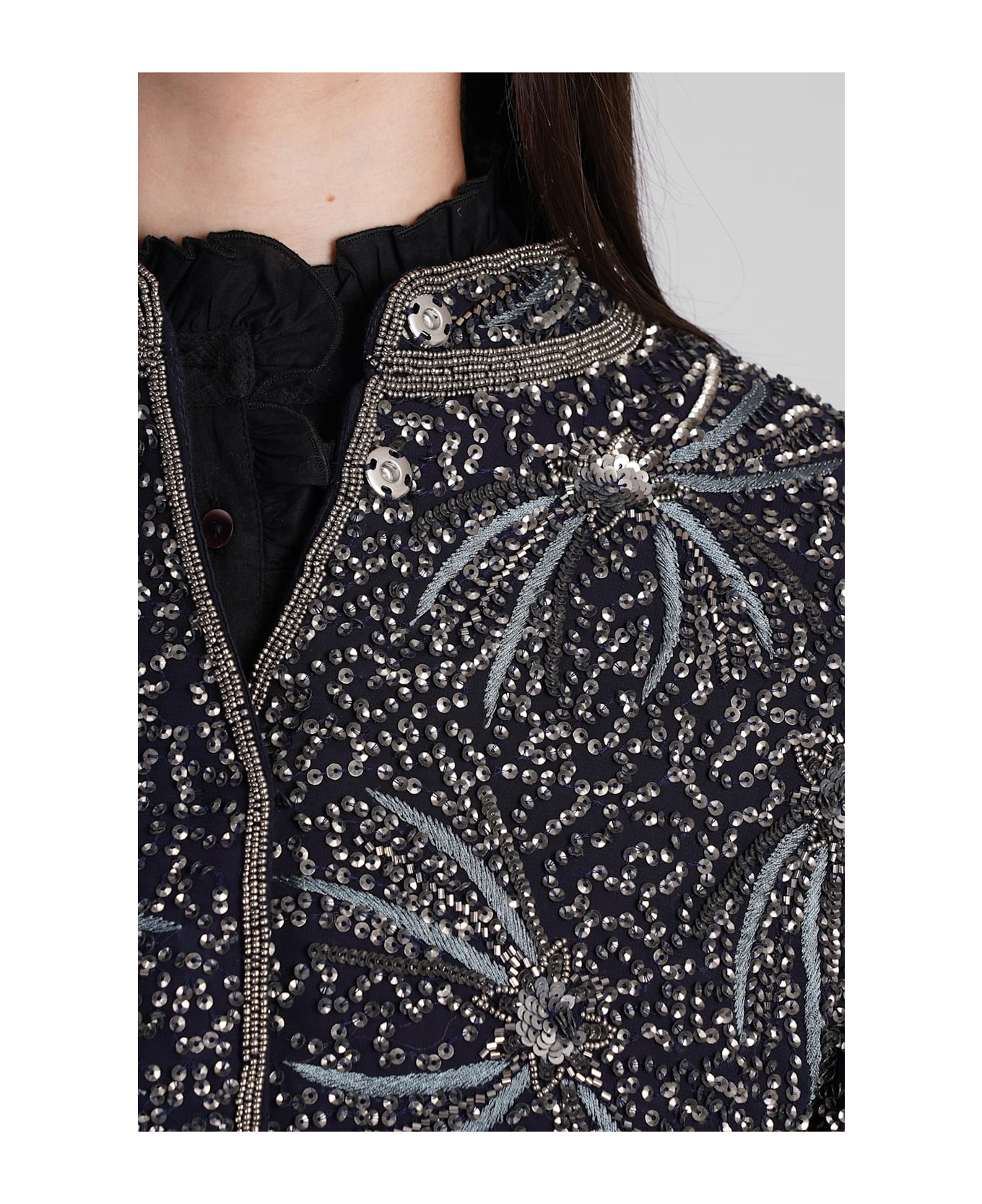 Antik Batik Matari Bomber In Blue Viscose - blue